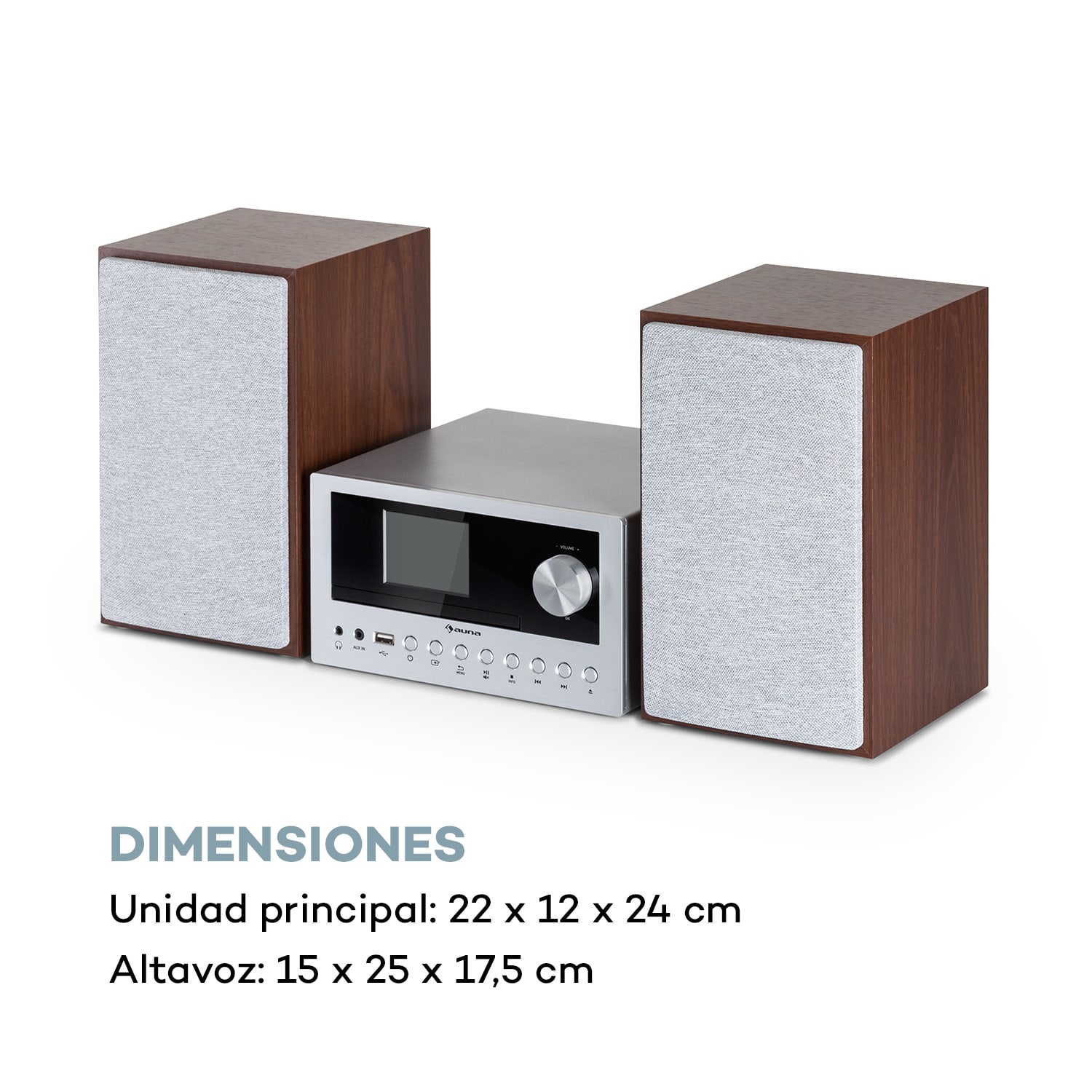 Connect System equipo estéreo 40 vatios máx. Internet/DAB+/ Radio FM Reproductor de CD Nuez