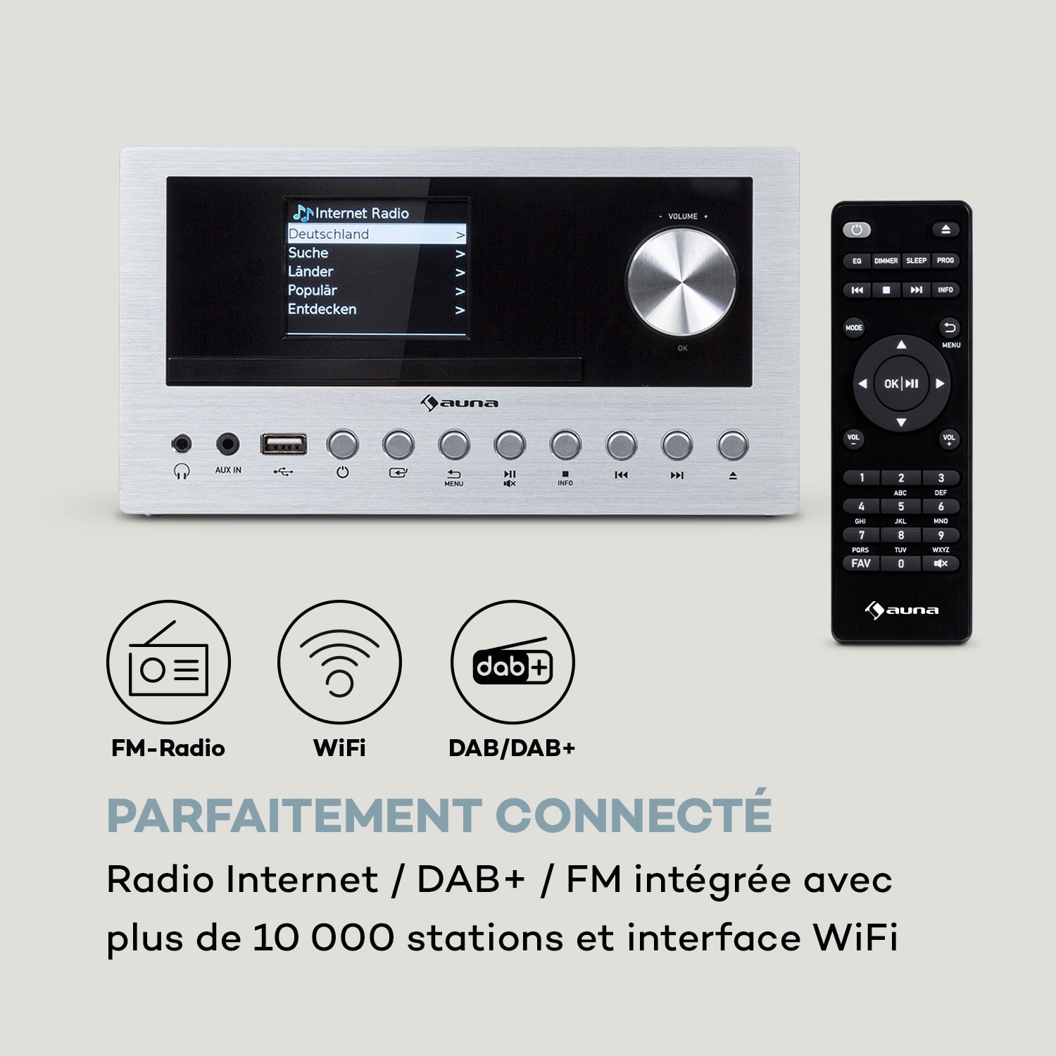 Connect System stereo-installatie 40 watt max. internet/DAB+/FM-radio cd-speler Walnoot