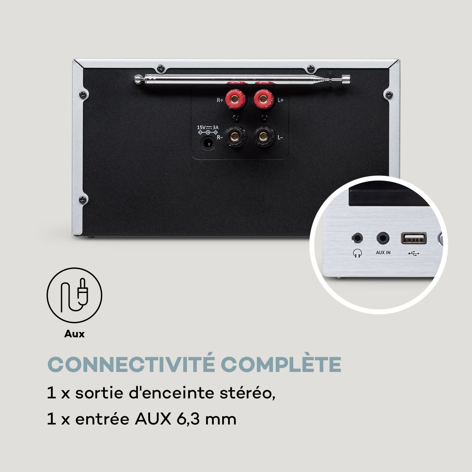 Connect System stereo-installatie 40 watt max. internet/DAB+/FM-radio cd-speler Walnoot