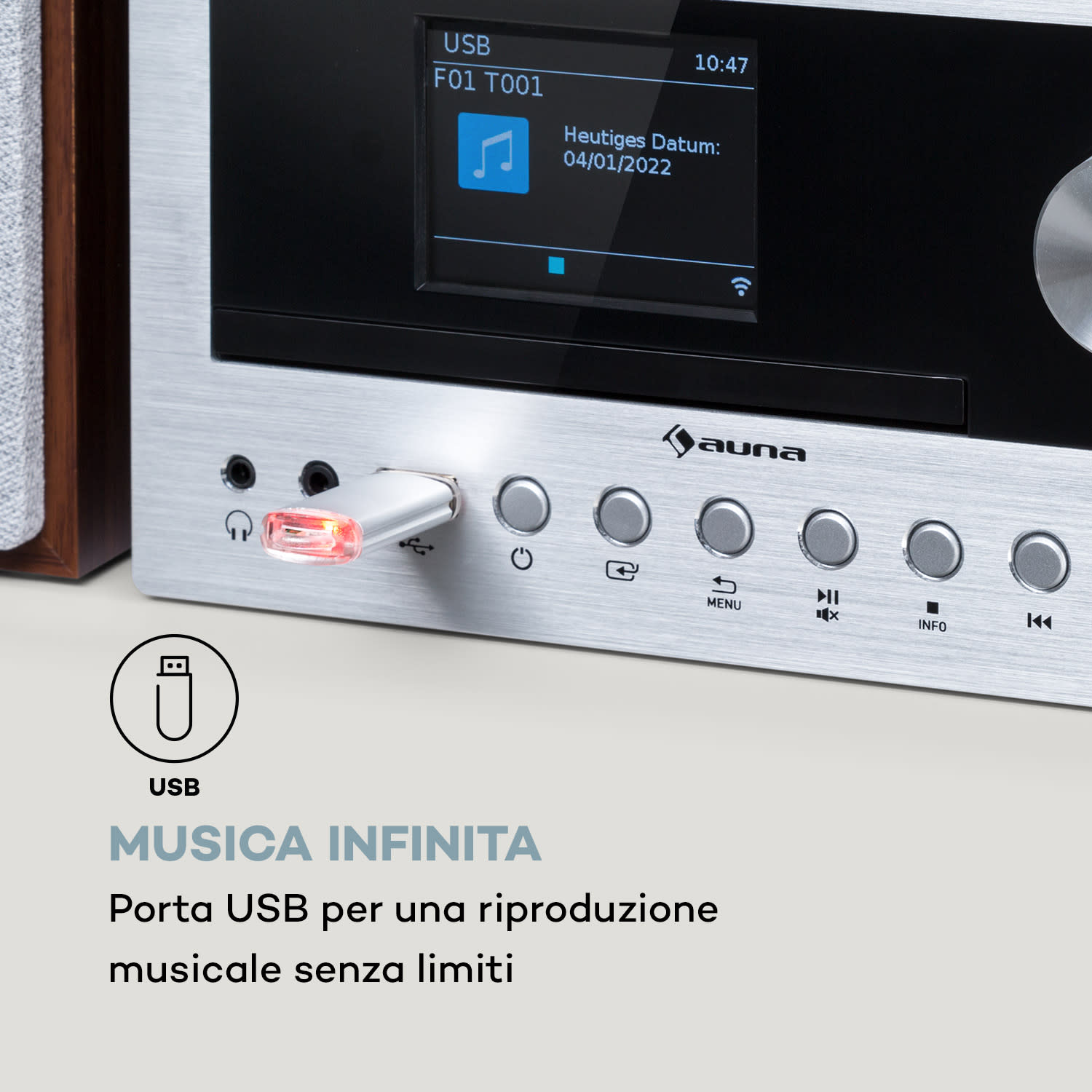 Collegare il sistema Stereo 40 Watt max. Internet/DAB+/ FM Radio Lettore CD Noce