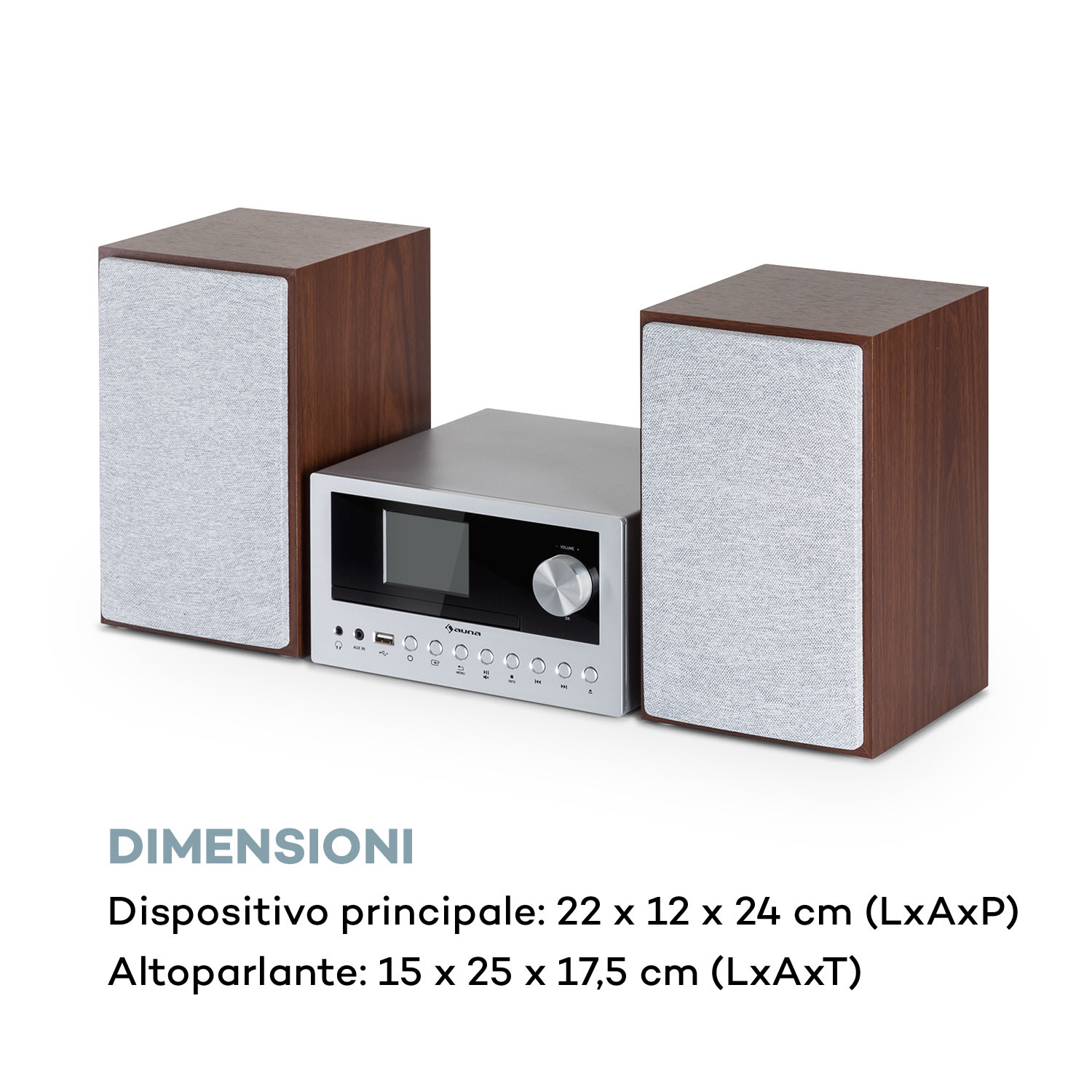 Collegare il sistema Stereo 40 Watt max. Internet/DAB+/ FM Radio Lettore CD Noce
