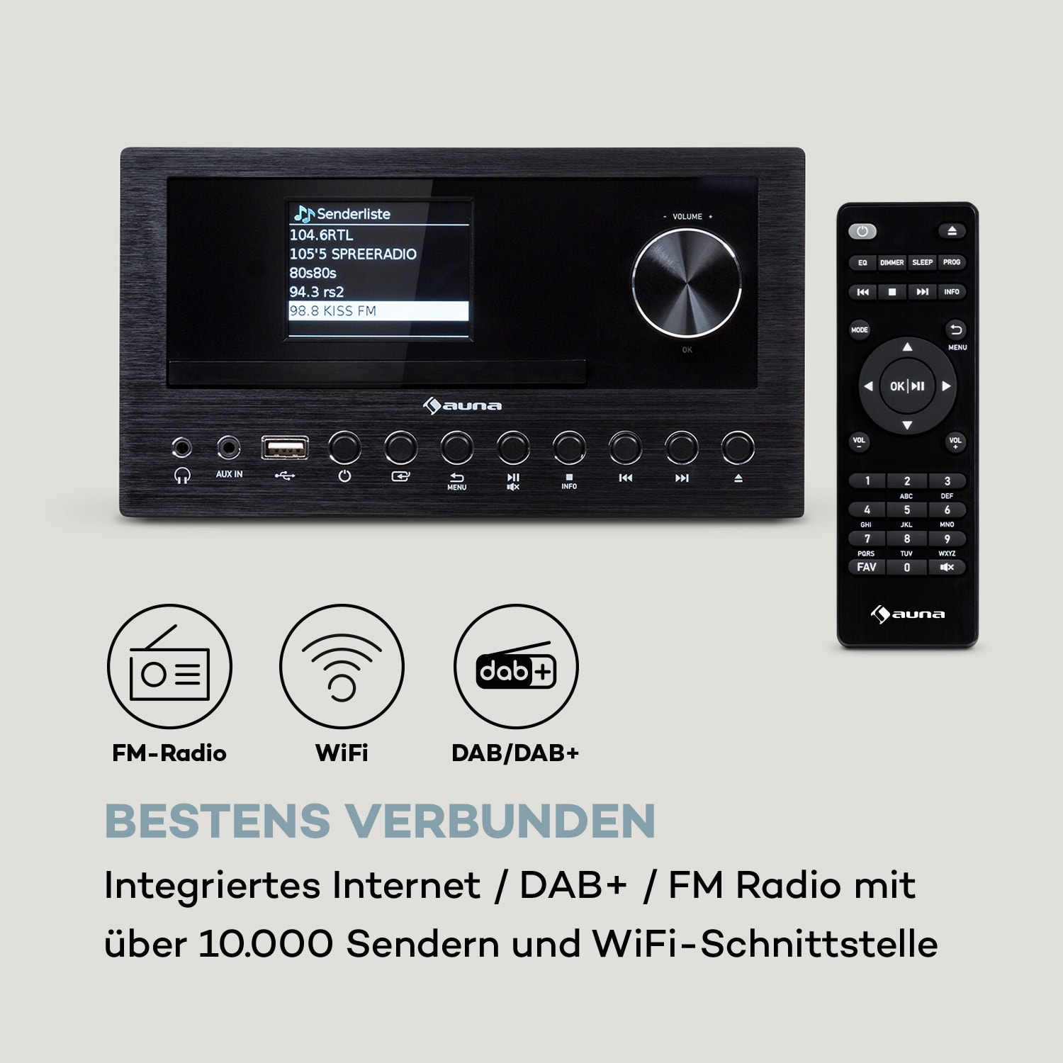 Connect System Stereoanlage 40 Watt max. Internet/DAB+/ FM Radio CD-Player Schwarzes Holz