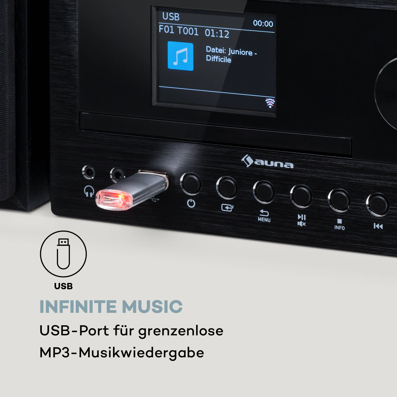 Connect System Stereoanlage 40 Watt max. Internet/DAB+/ FM Radio CD-Player Schwarzes Holz