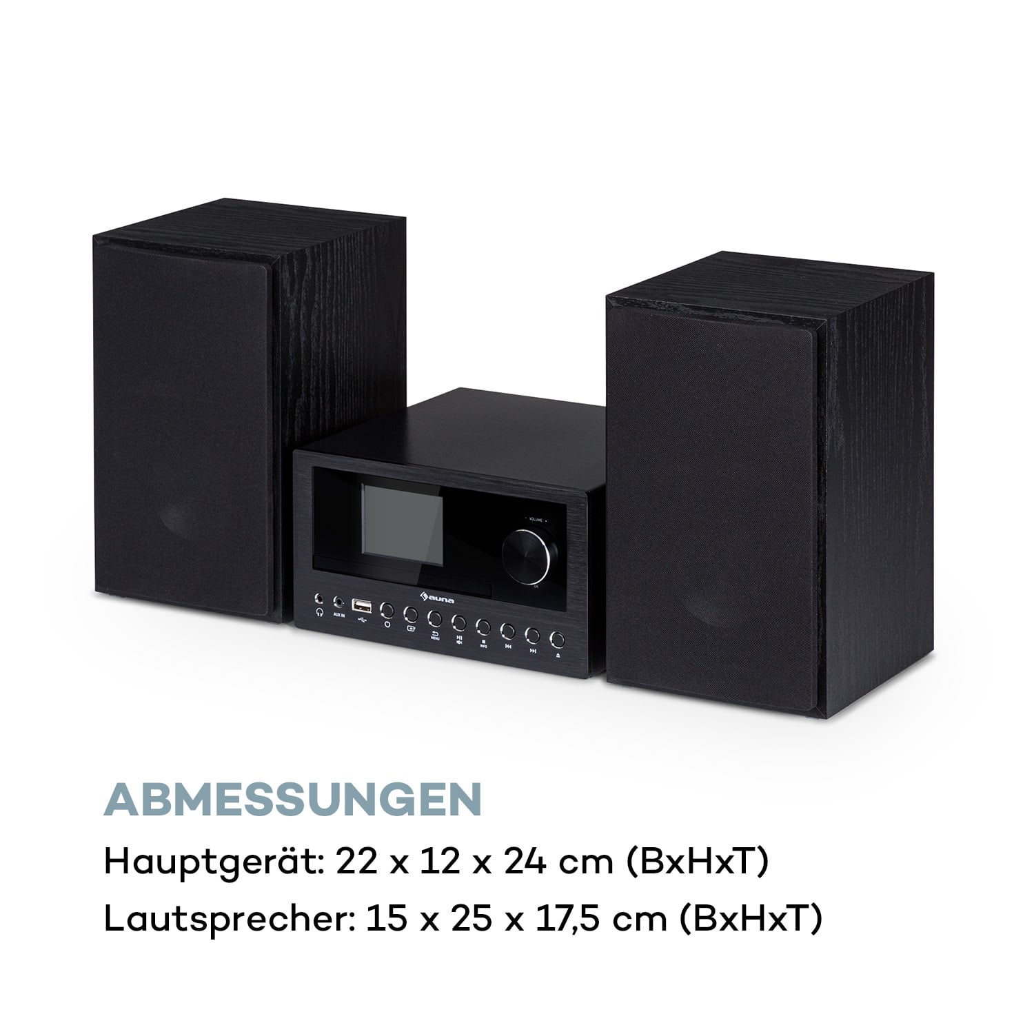 Connect System Stereoanlage 40 Watt max. Internet/DAB+/ FM Radio CD-Player Schwarzes Holz