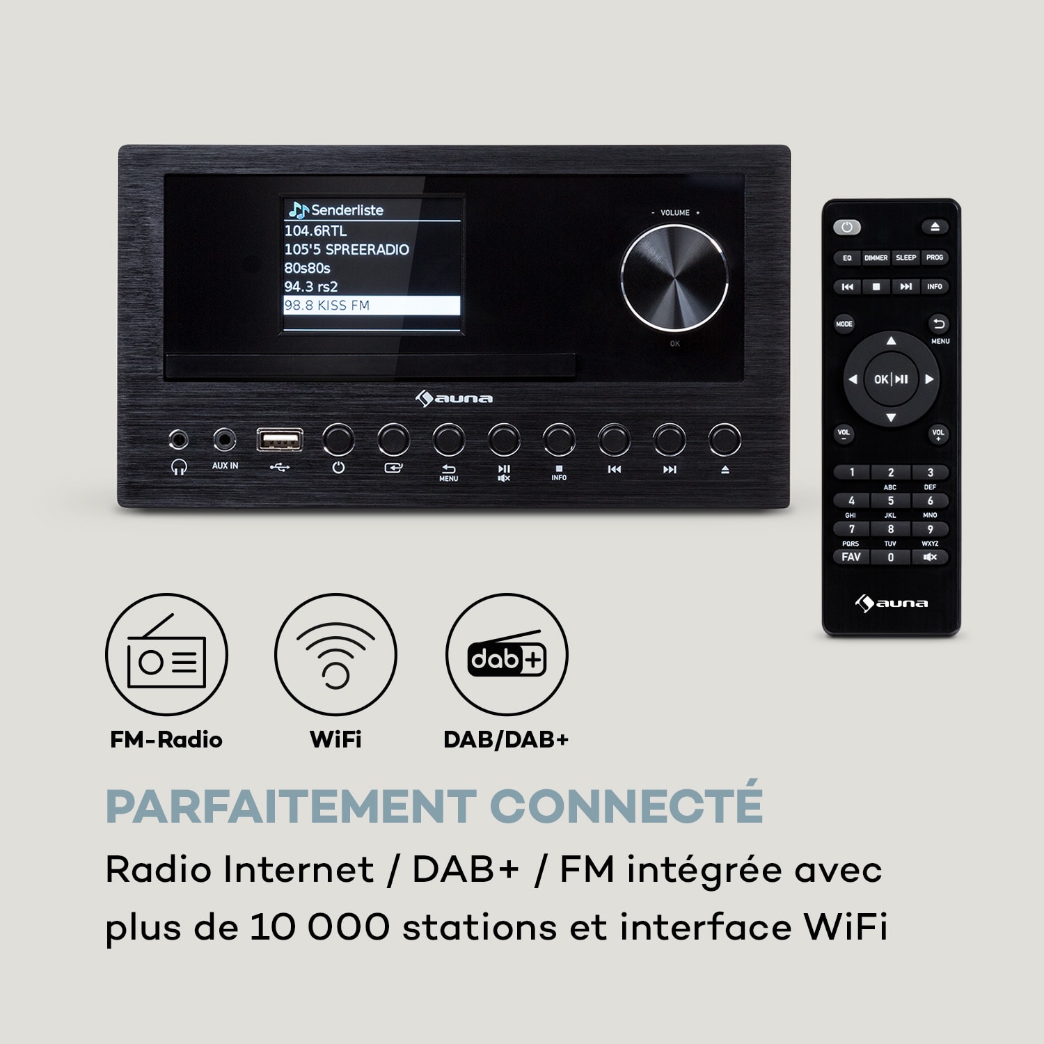 Connect System stereo-installatie 40 watt max. internet/DAB+/FM-radio cd-speler Black Wood