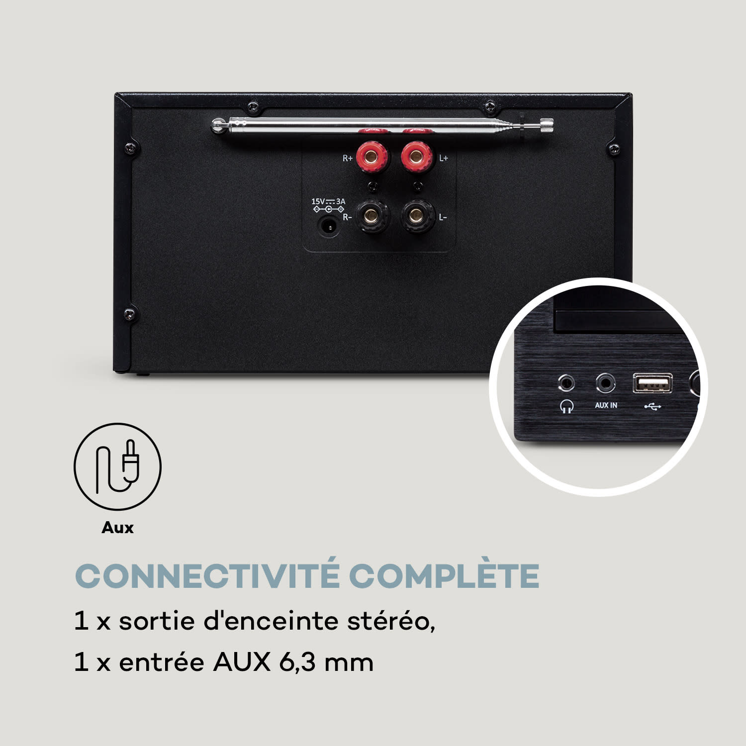 Connect System stereo-installatie 40 watt max. internet/DAB+/FM-radio cd-speler Black Wood