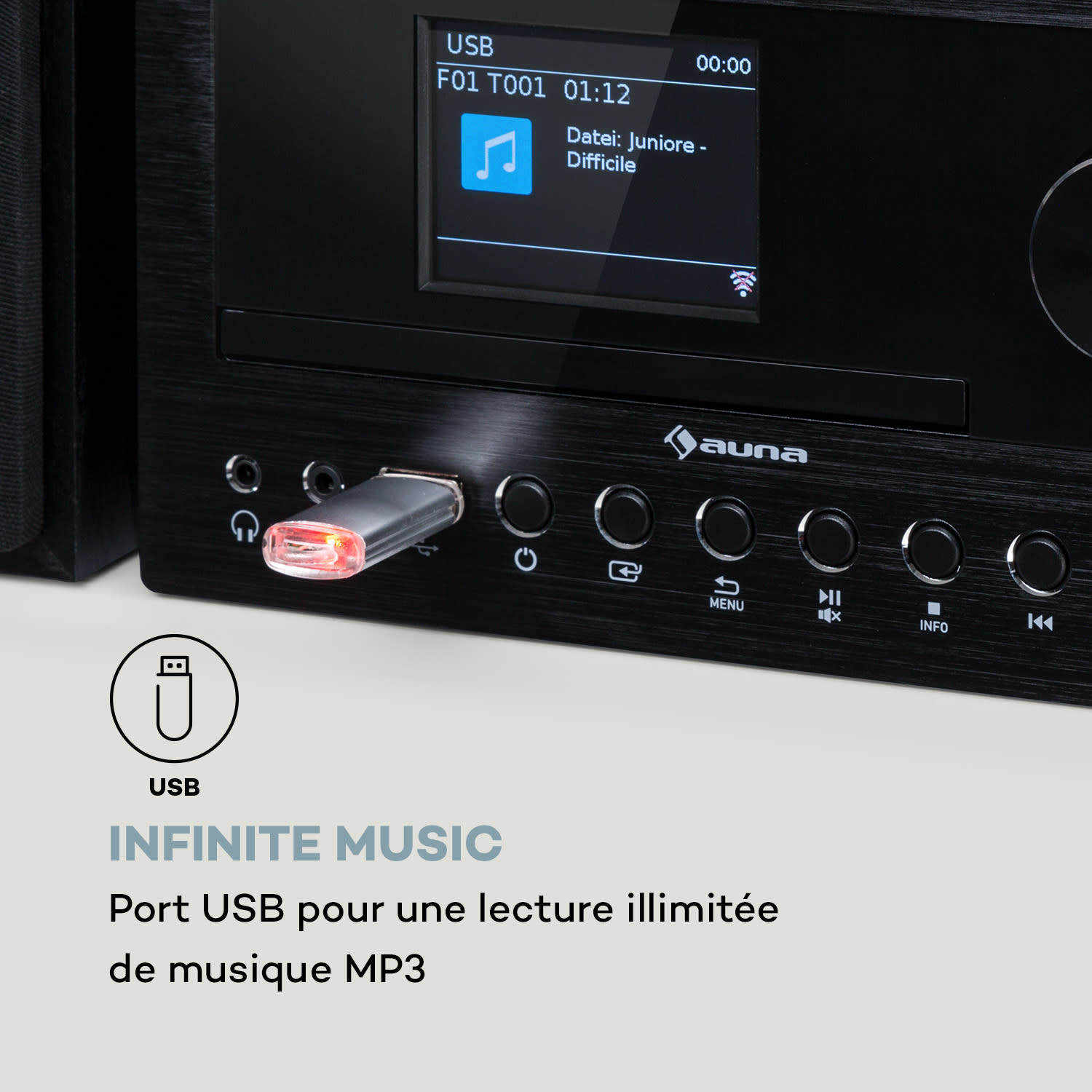 Connect System stereo-installatie 40 watt max. internet/DAB+/FM-radio cd-speler Black Wood