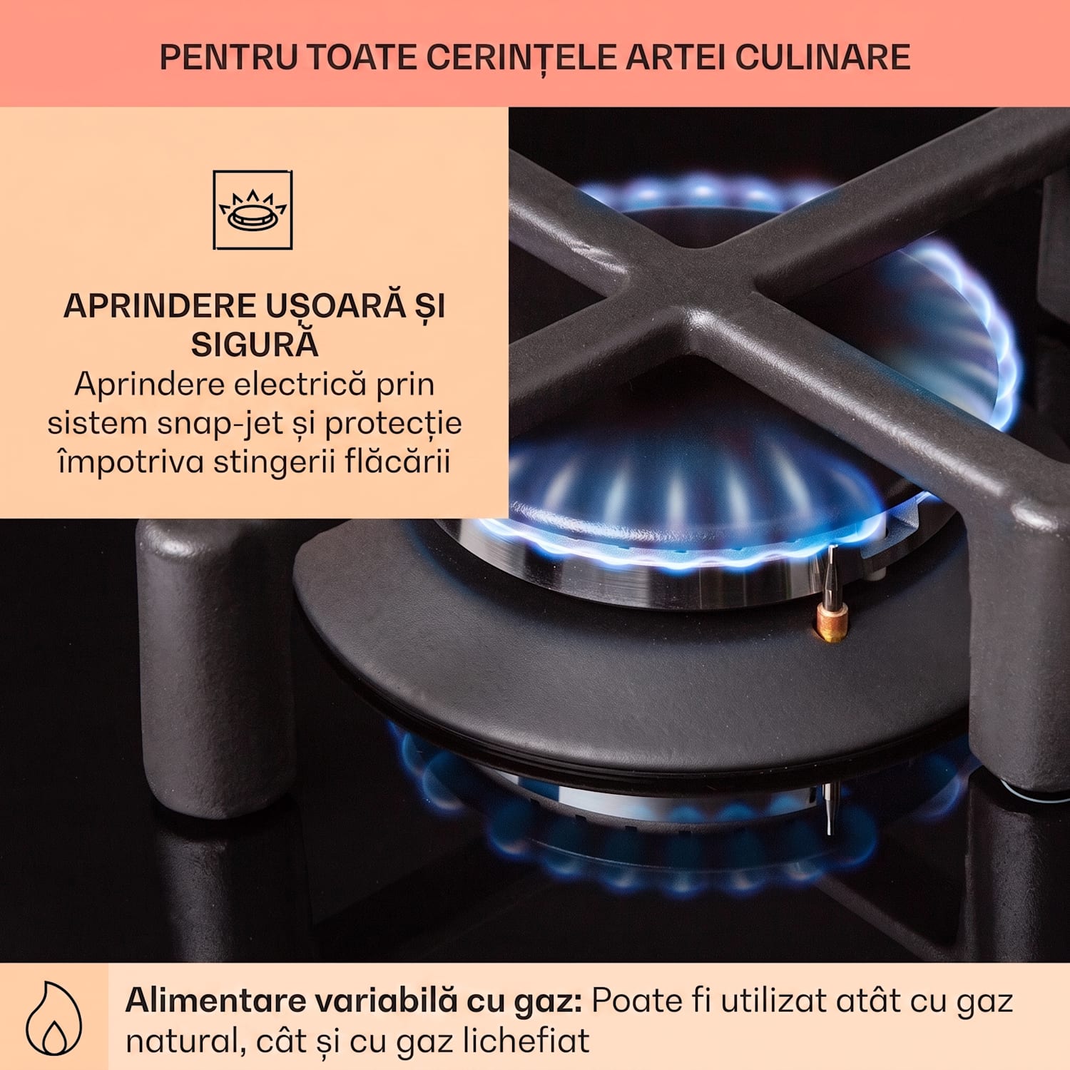 Illuminosa Domino Plită pe gaz, 2 arzătoare, arzătoare sabaf, suprafață din sticlă ceramică 30 cm | Sticlă | Negru