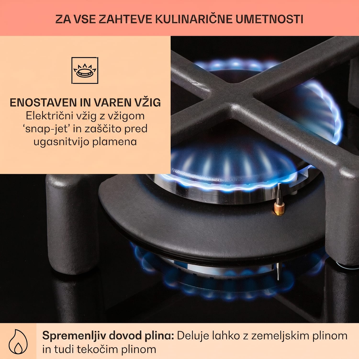 Illuminosa Domino Plinska kuhalna plošča, 2 gorilnika, sabaf gorilniki, steklokeramična površina 30 cm | Steklo | Črna