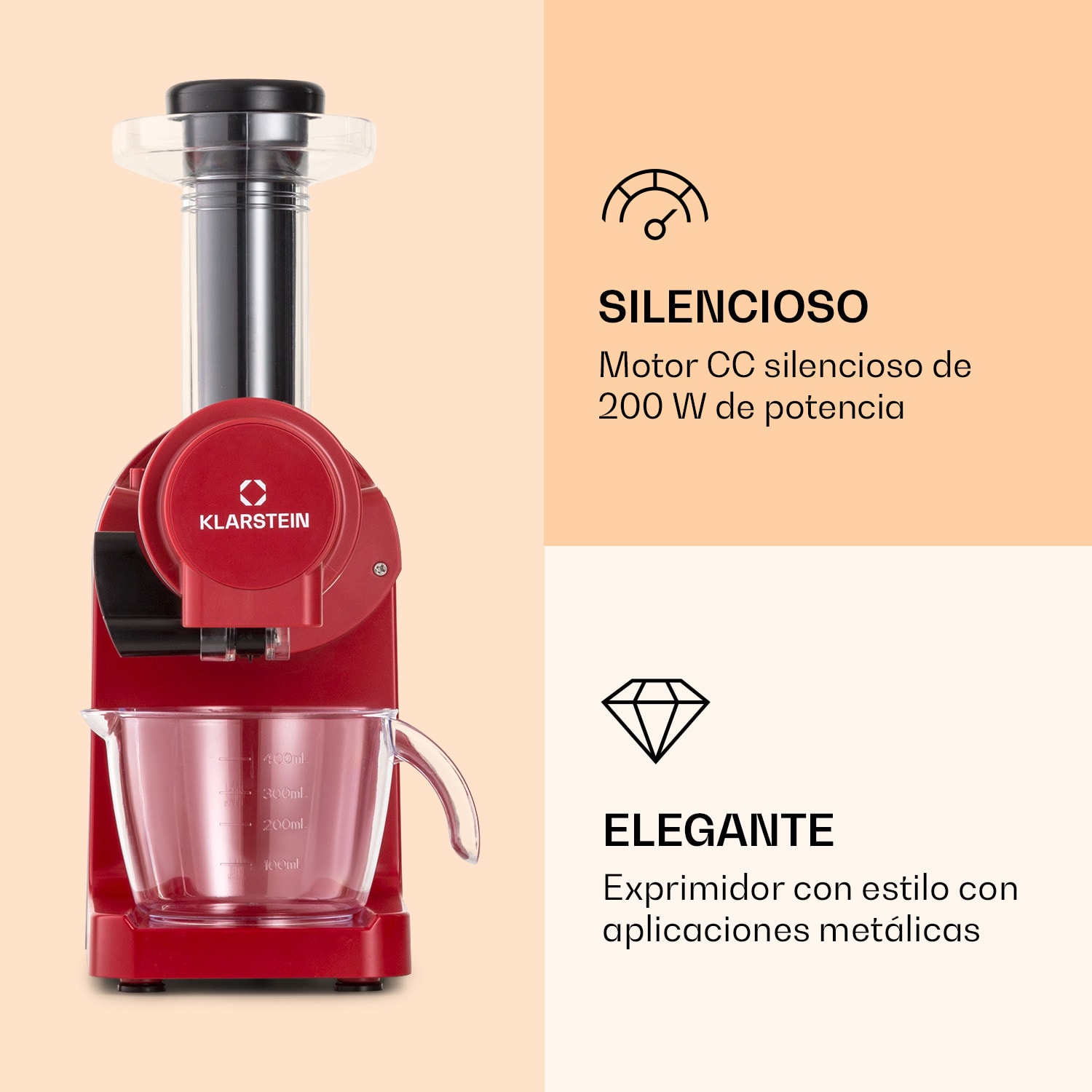 Exprimidor Bella Elegance 200 W 400 ml sin BPA Rojo
