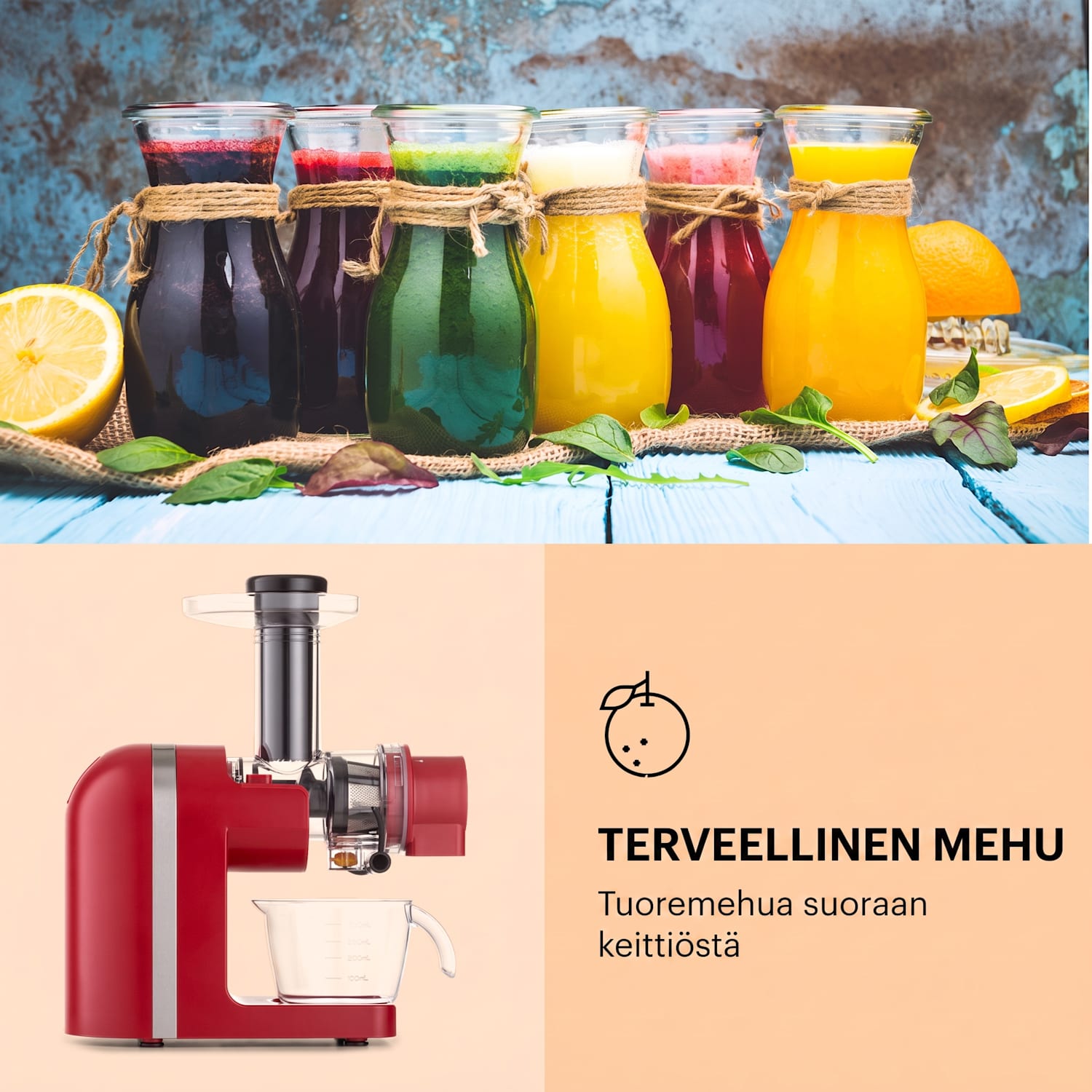 Bella Elegance mehupuristin 200 W 400 ml BPA-vapaa Punainen