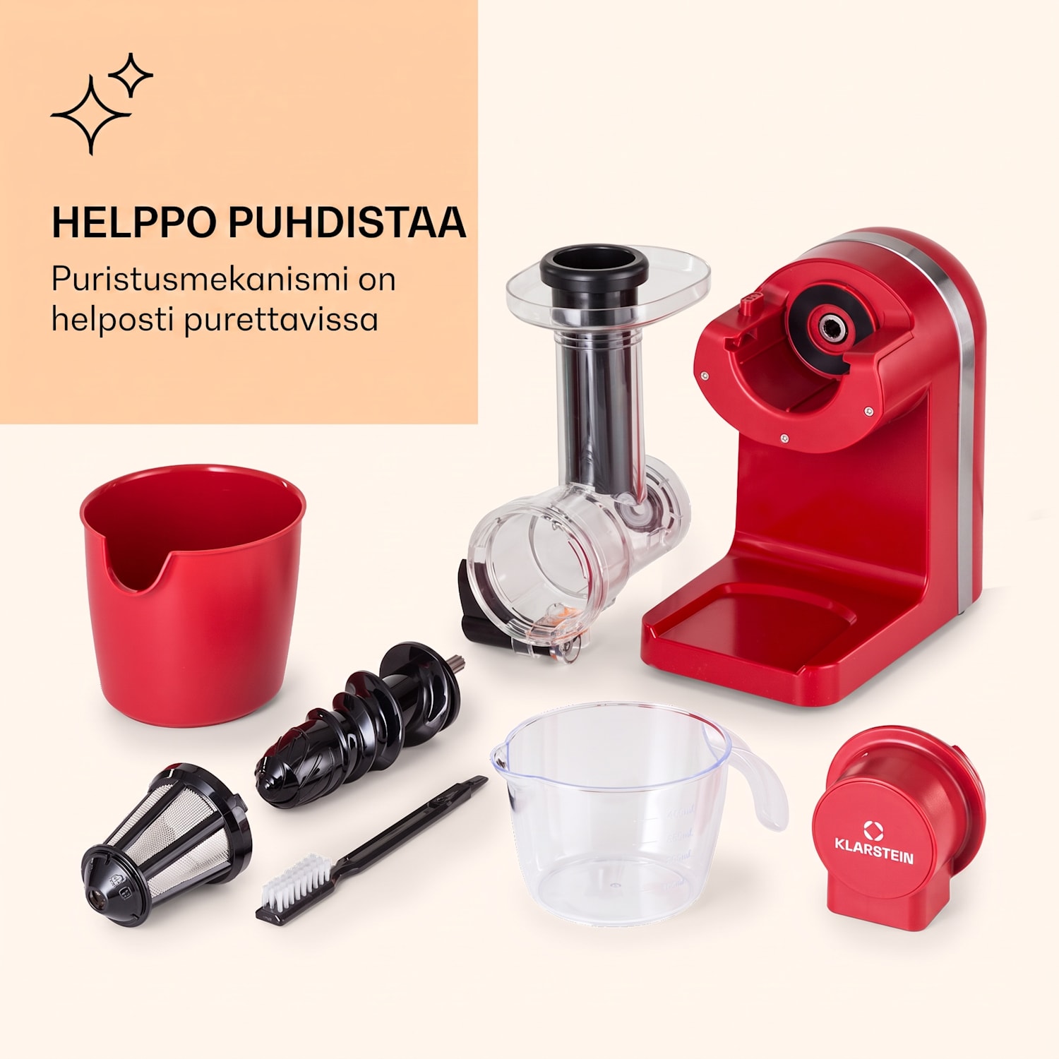 Bella Elegance mehupuristin 200 W 400 ml BPA-vapaa Punainen