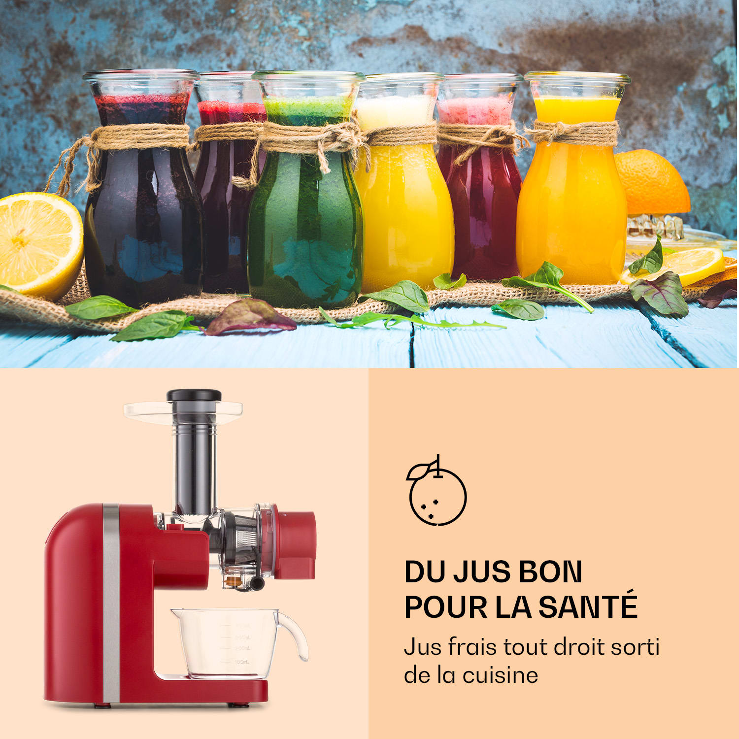 Bella Elegance sapcentrifuge 200 W 400 ml BPA-vrij Rood