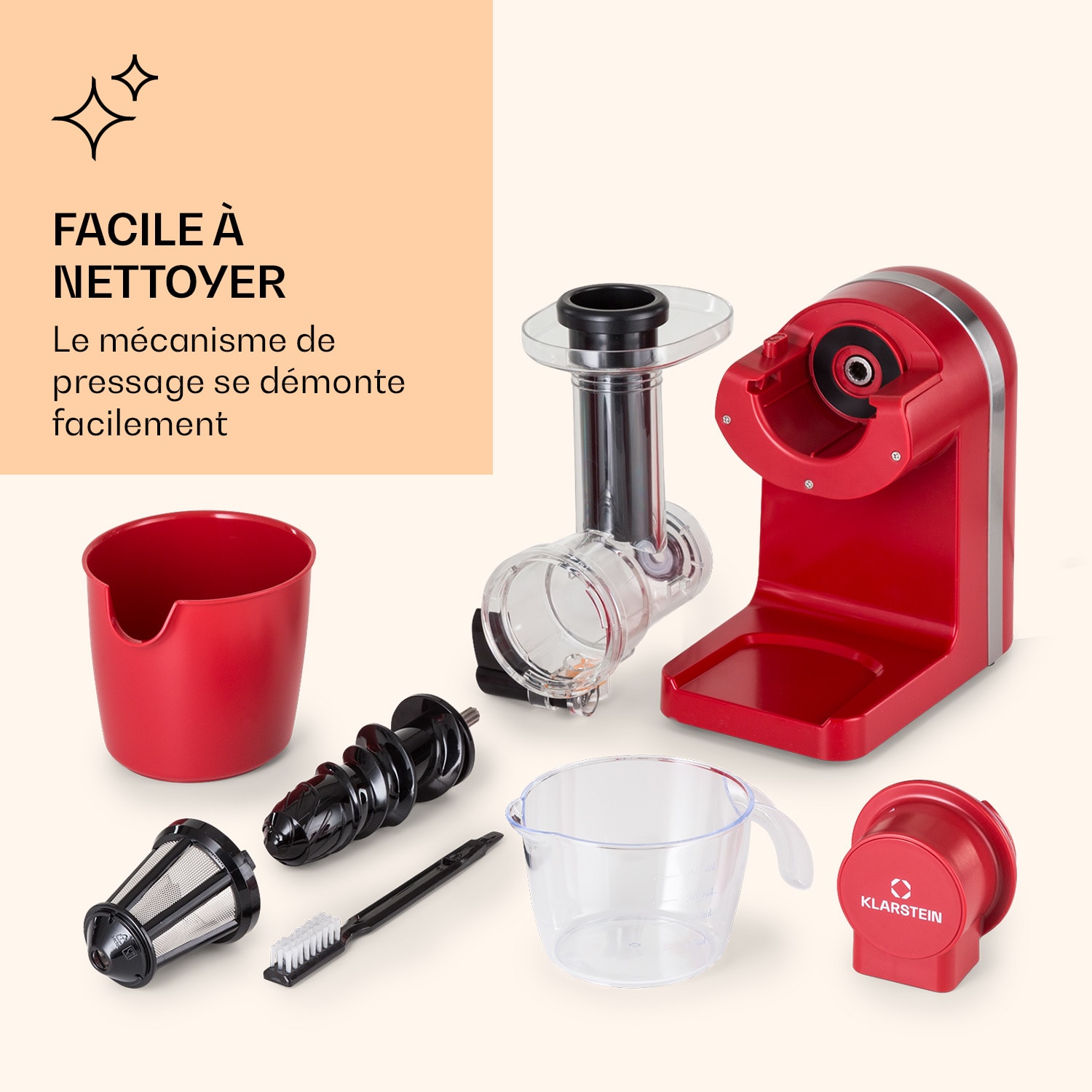 Bella Elegance sapcentrifuge 200 W 400 ml BPA-vrij Rood