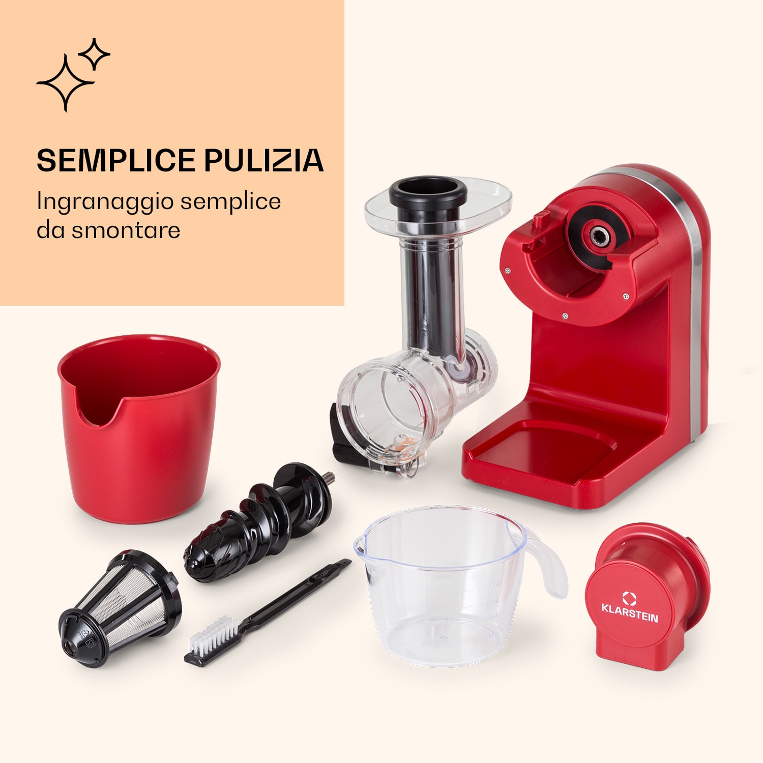 Bella Elegance Estrattore di succo 200 W 400 ml senza BPA Rosso
