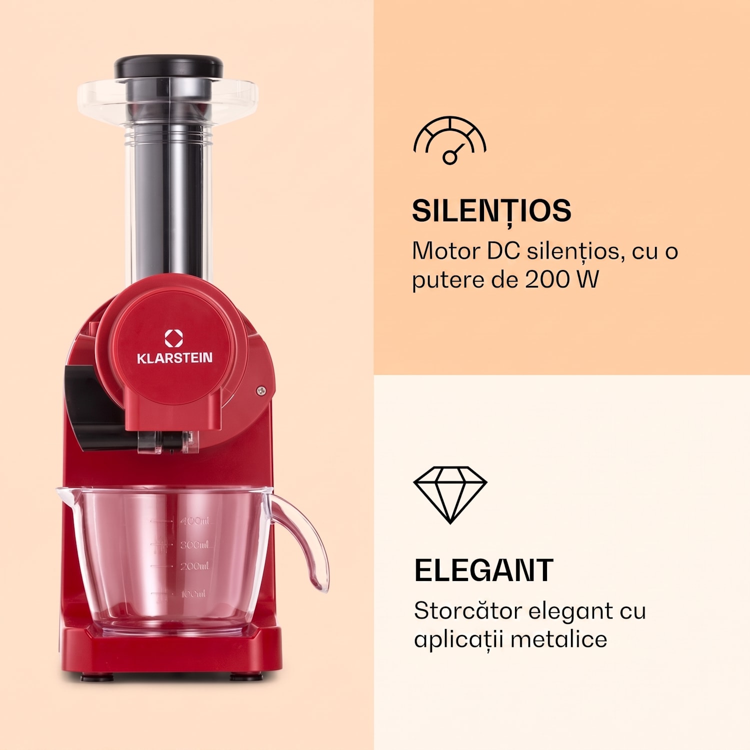 Bella Elegance, storcător de fructe, 200 W, 400 ml, fără BPA Roșu