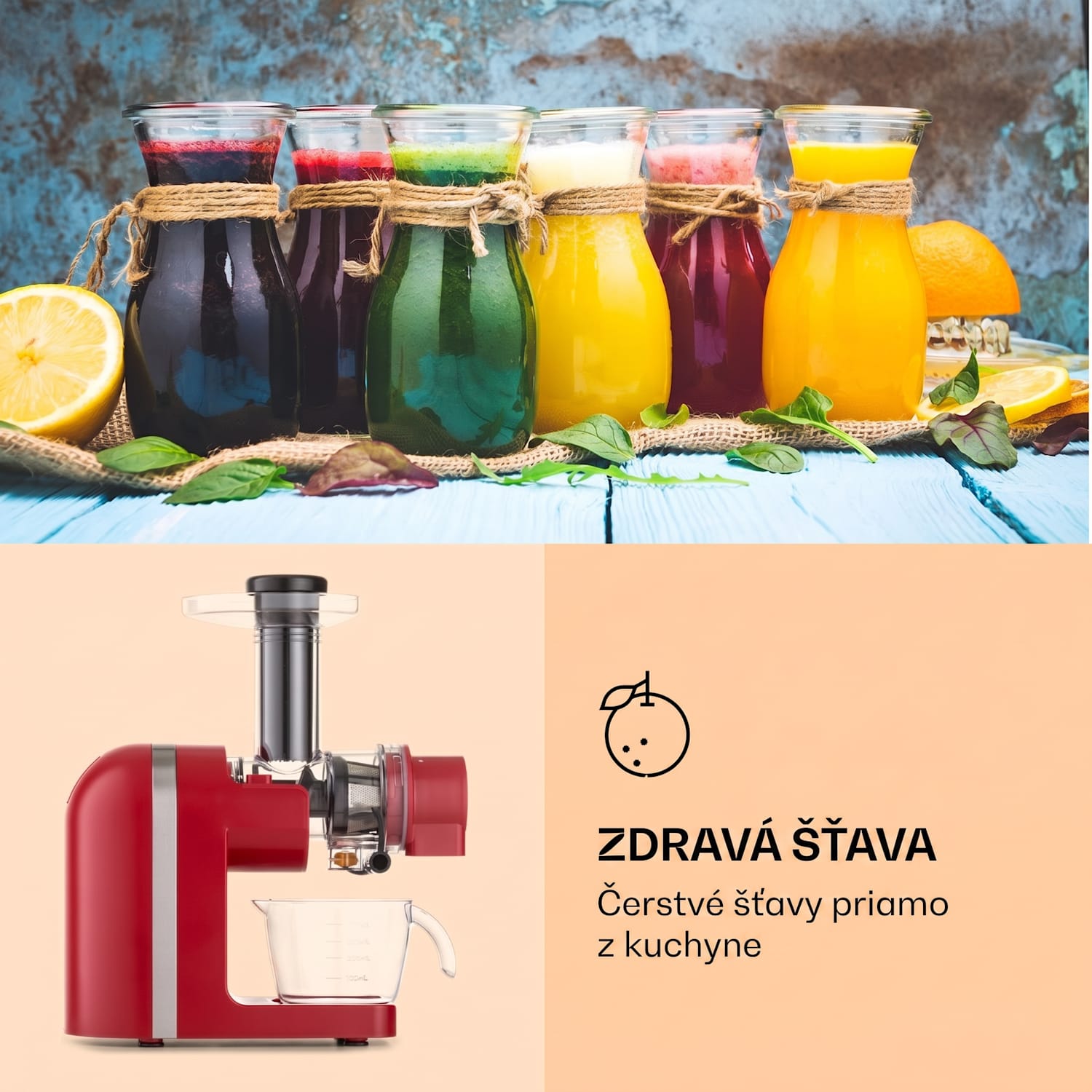 Bella Elegance, odšťavovač, 200 W, 400 ml, bez BPA Červená