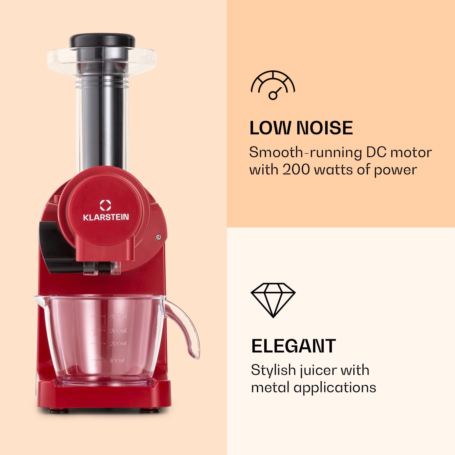 Exprimidor Bella Elegance 200 W 400 ml sin BPA Rojo