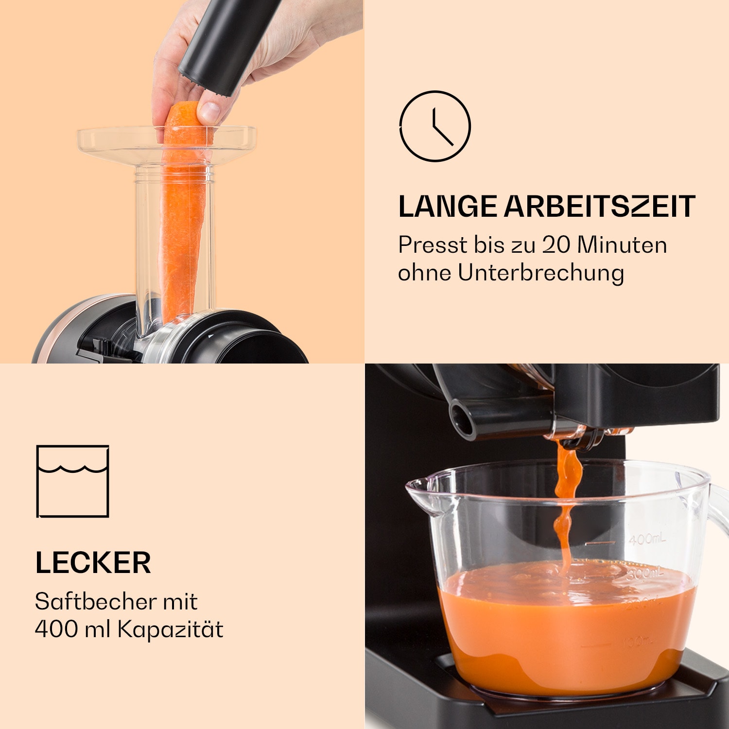 Extracteur de jus Bella Elegance 200 W 400 ml sans BPA Noir