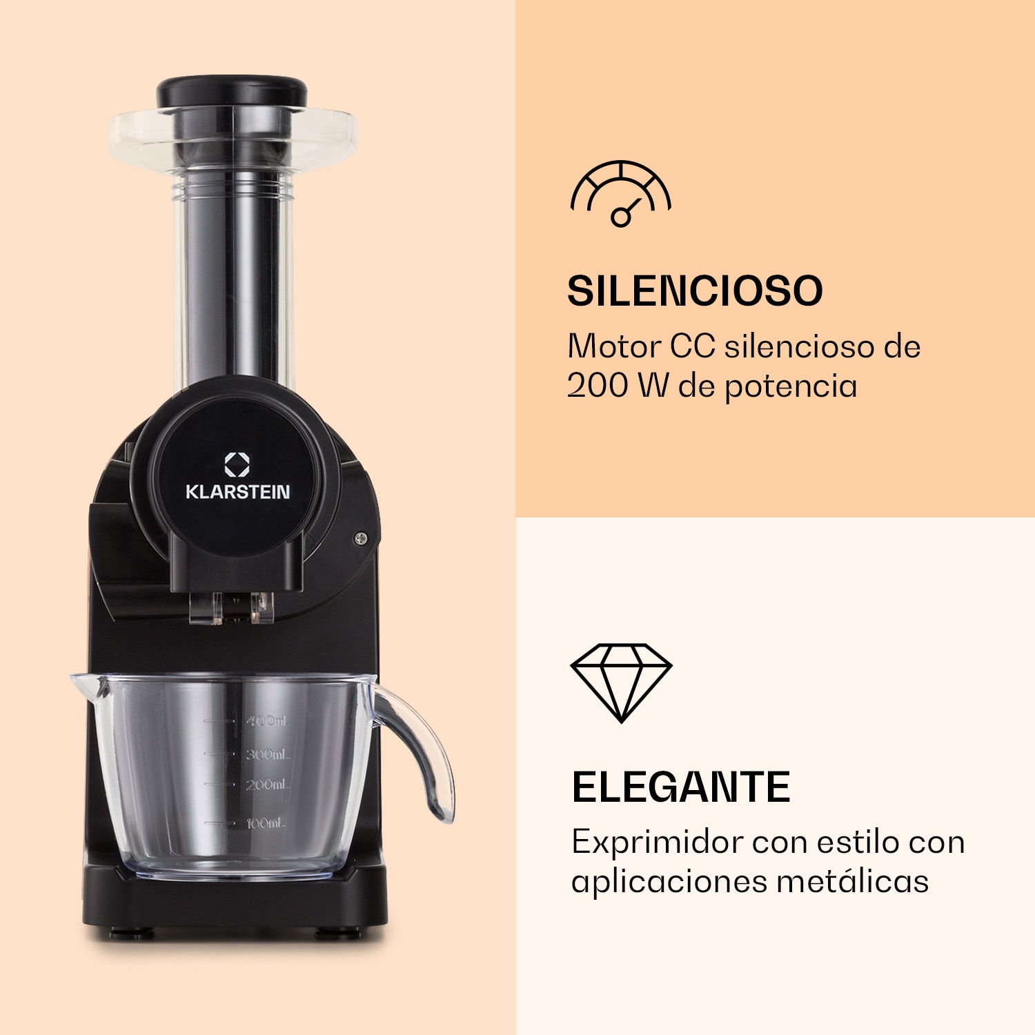 Exprimidor Bella Elegance 200 W 400 ml sin BPA Negro