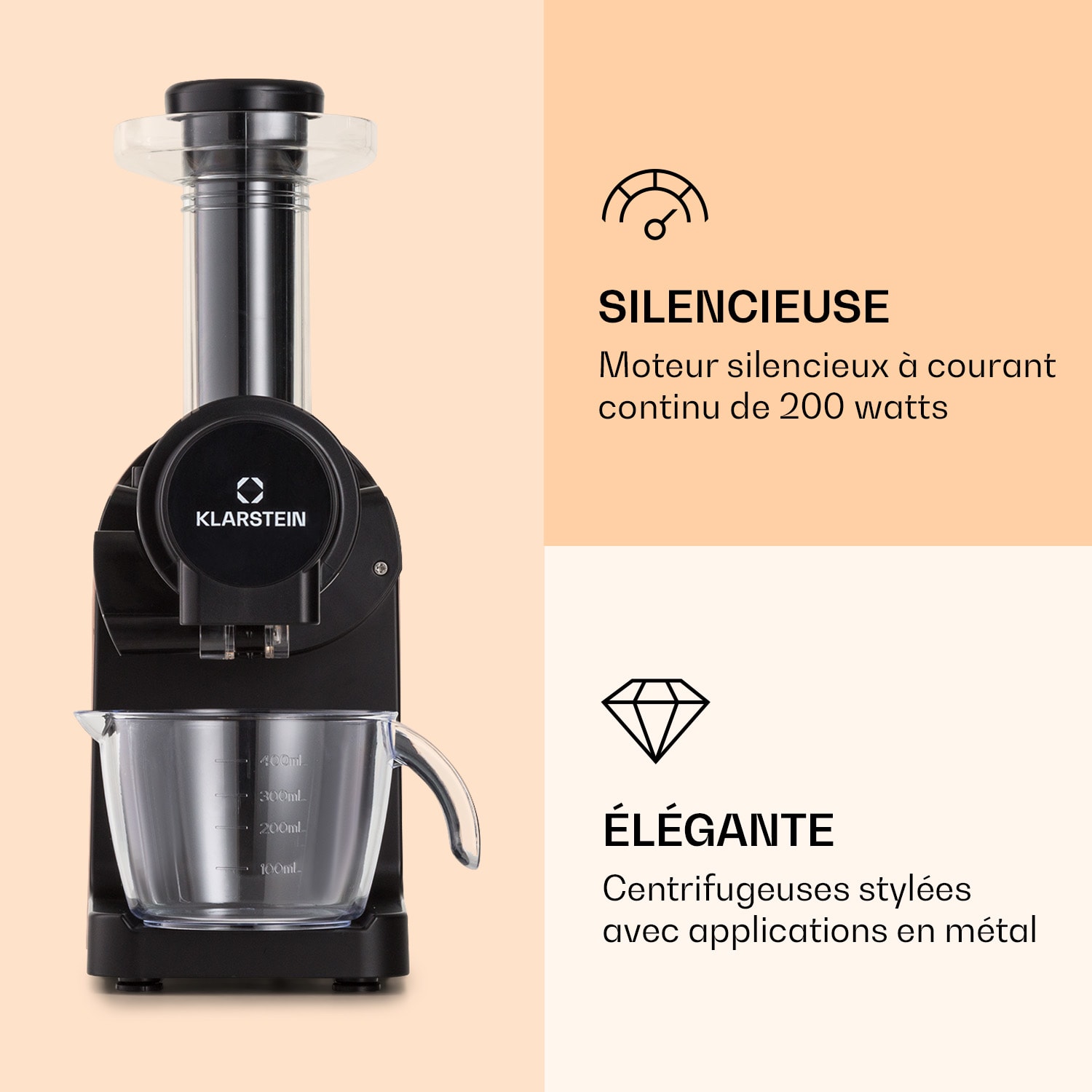 Extracteur de jus Bella Elegance 200 W 400 ml sans BPA Noir