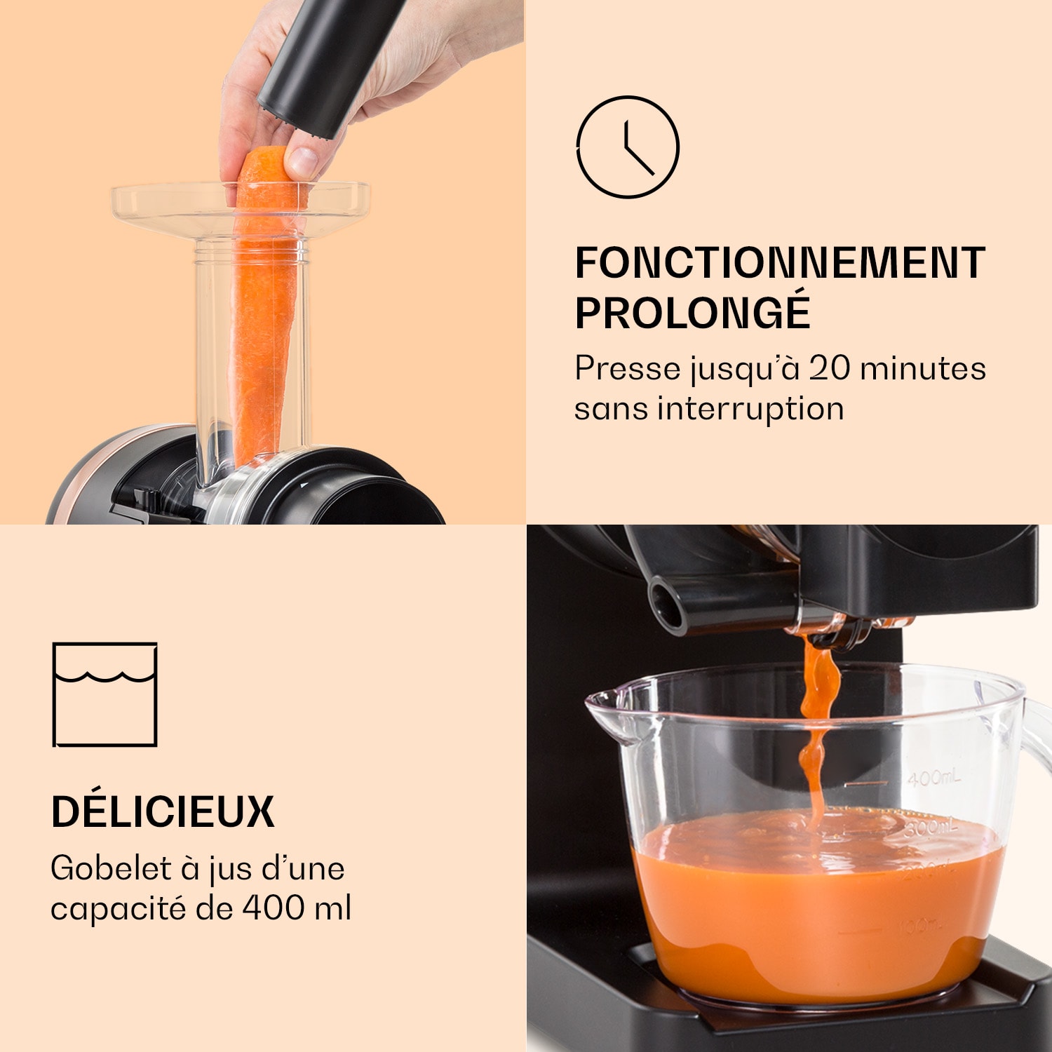 Extracteur de jus Bella Elegance 200 W 400 ml sans BPA Noir