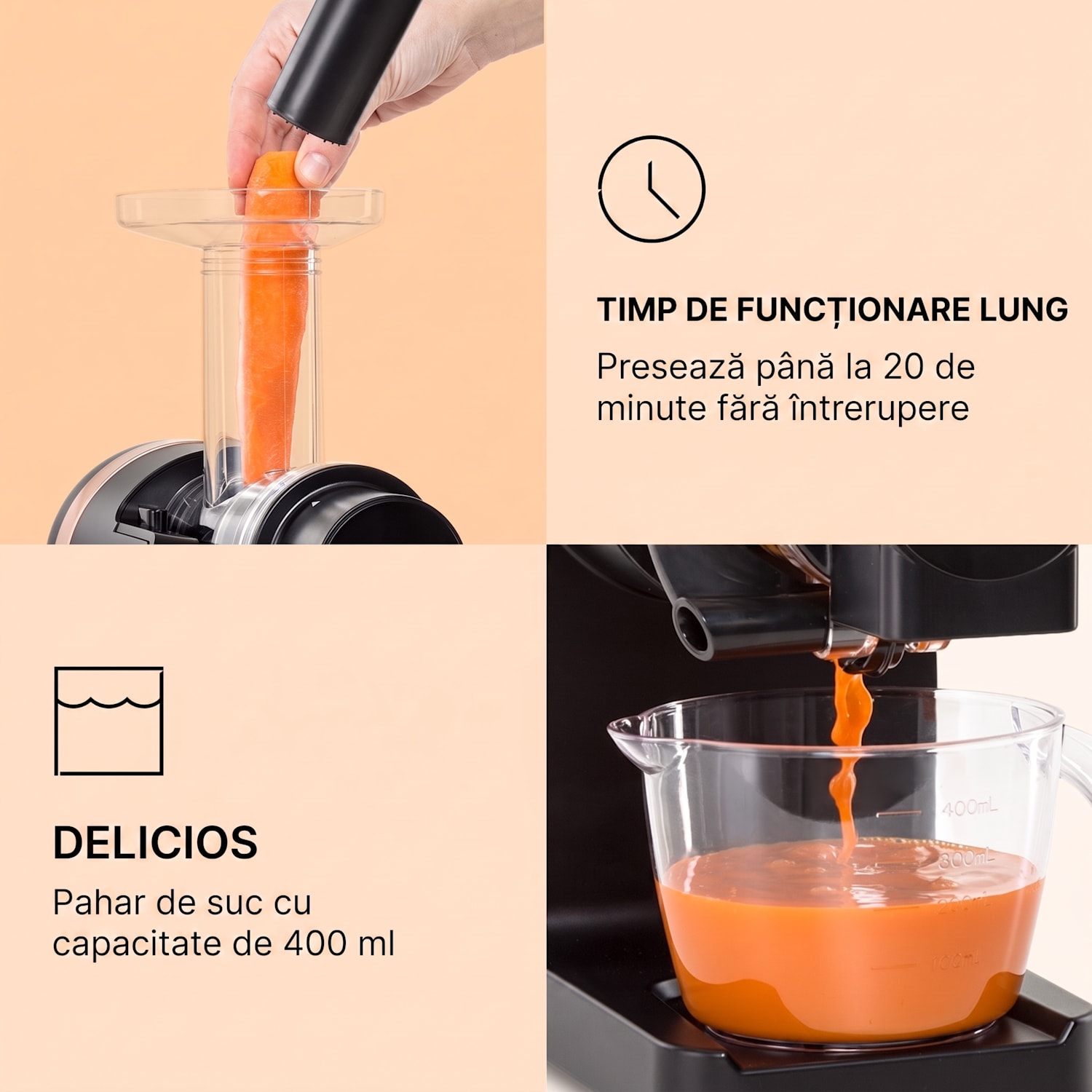Bella Elegance, storcător de fructe, 200 W, 400 ml, fără BPA Negru