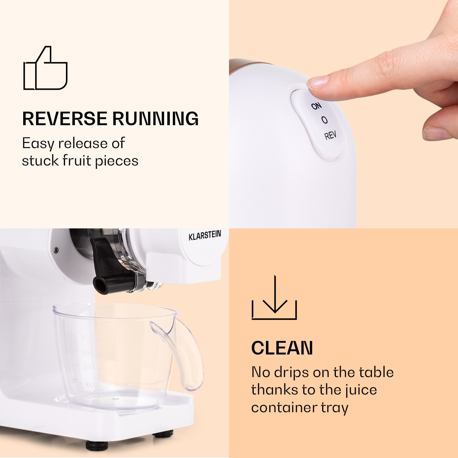 Bella Elegance, gyümölcscentrifuga, 200 W, 400 ml, BPA mentes Fehér