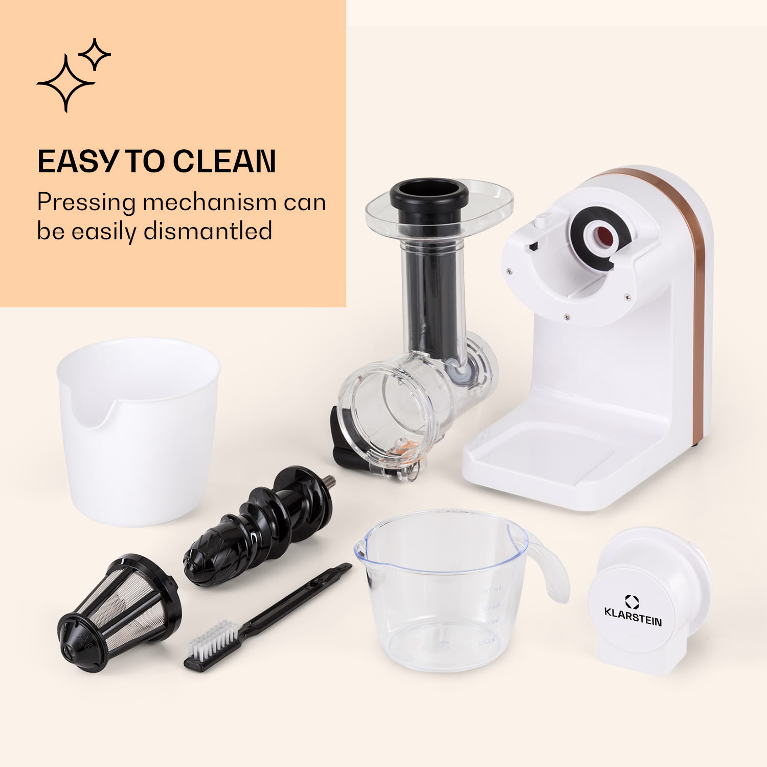 Bella Elegance, gyümölcscentrifuga, 200 W, 400 ml, BPA mentes Fehér