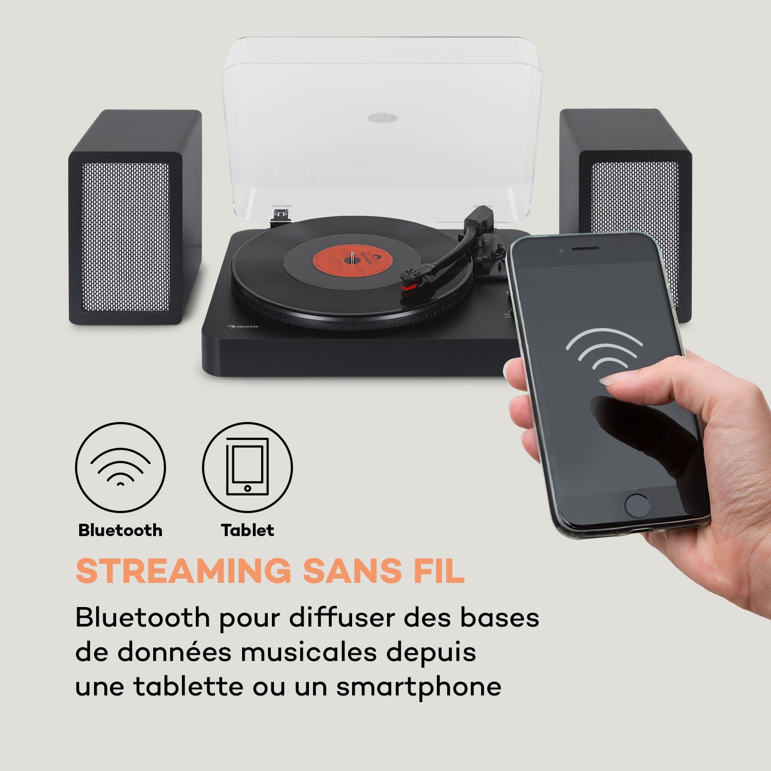 TT-Play SE Platine vinyle Protection anti-poussière Bluetooth 33/45/78 tr/min Pitch