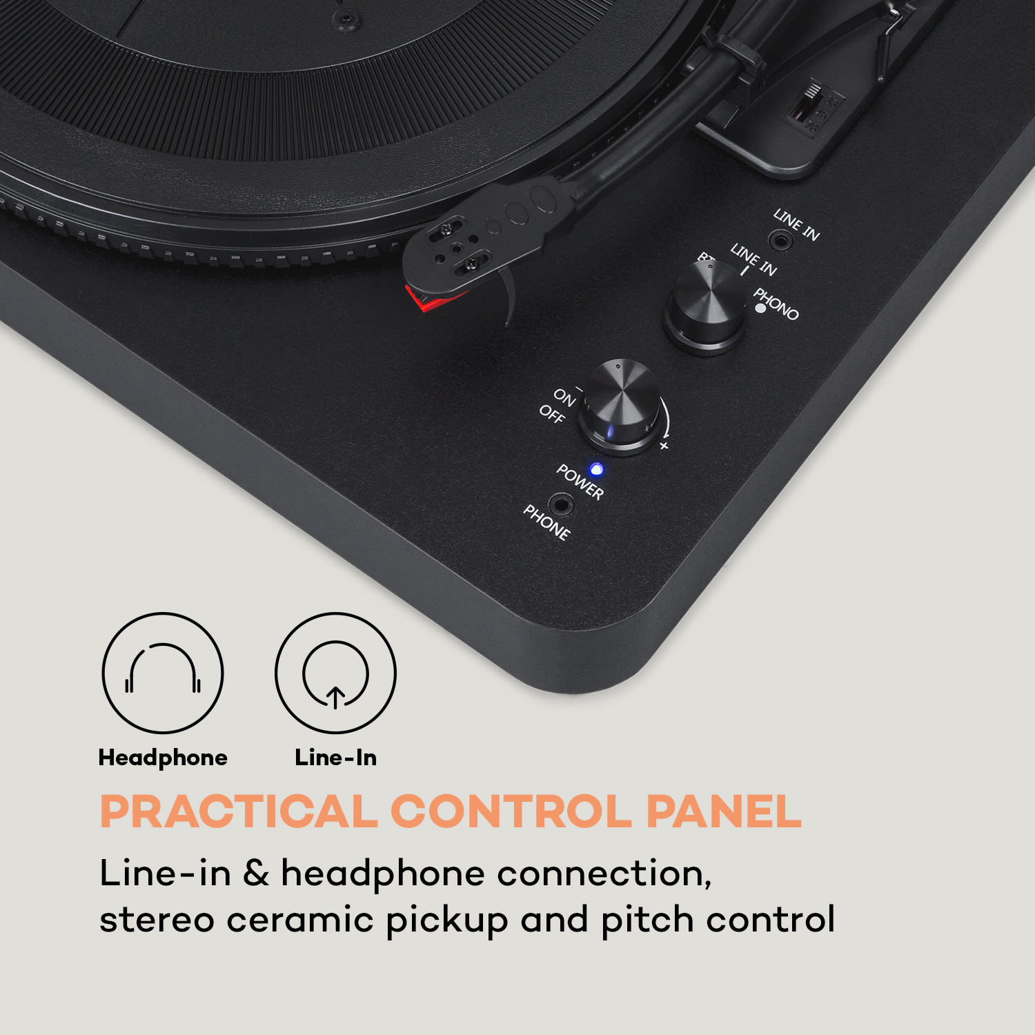 TT-Play SE, gramofon, protiprachový kryt, Bluetooth, 33/45/78 otáček za minutu, pitch