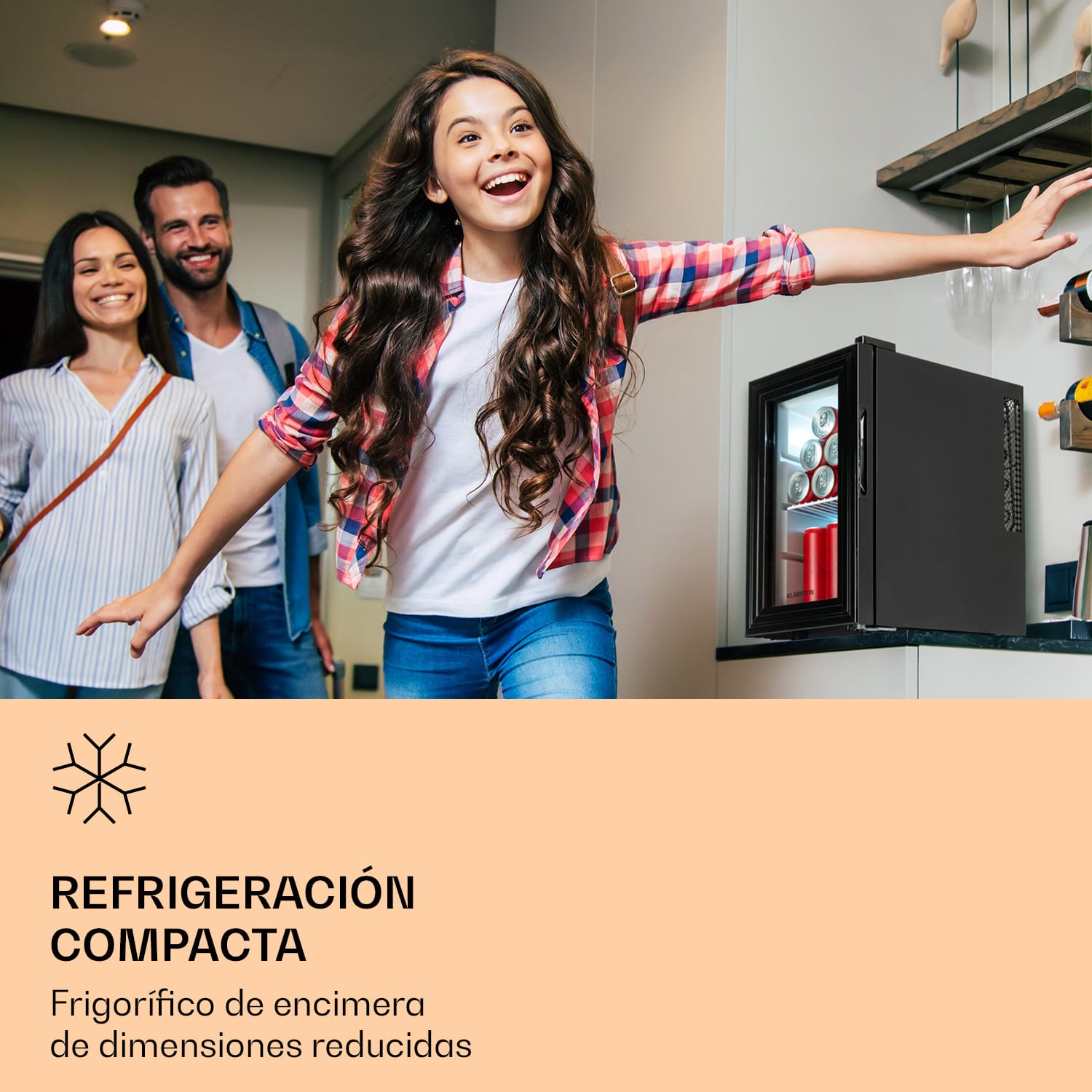 Nevera Brooklyn 23 Slim LED puerta de cristal con inserto de plástico 23 L | Negro
