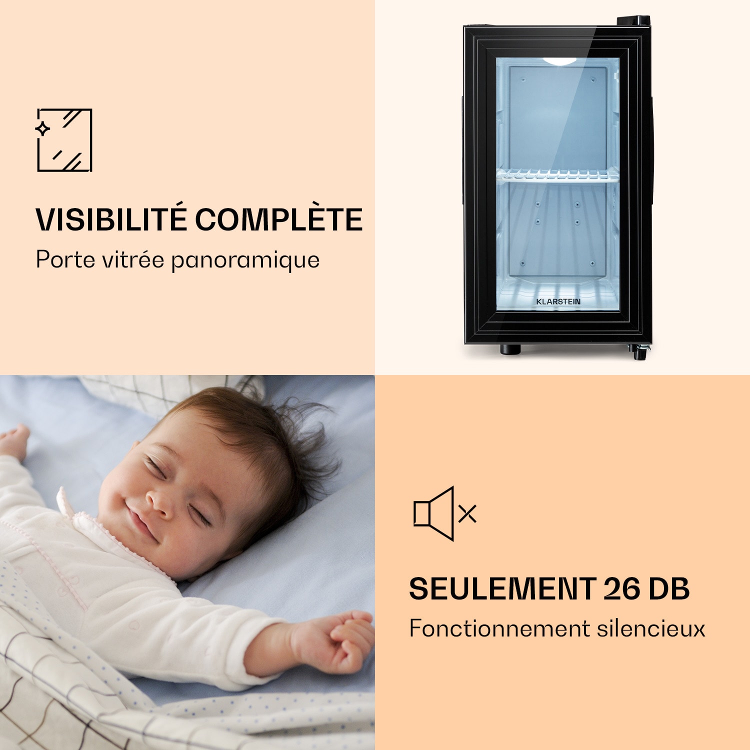 Brooklyn 23 Slim koelkast led kunststof-inzet glazen deur 