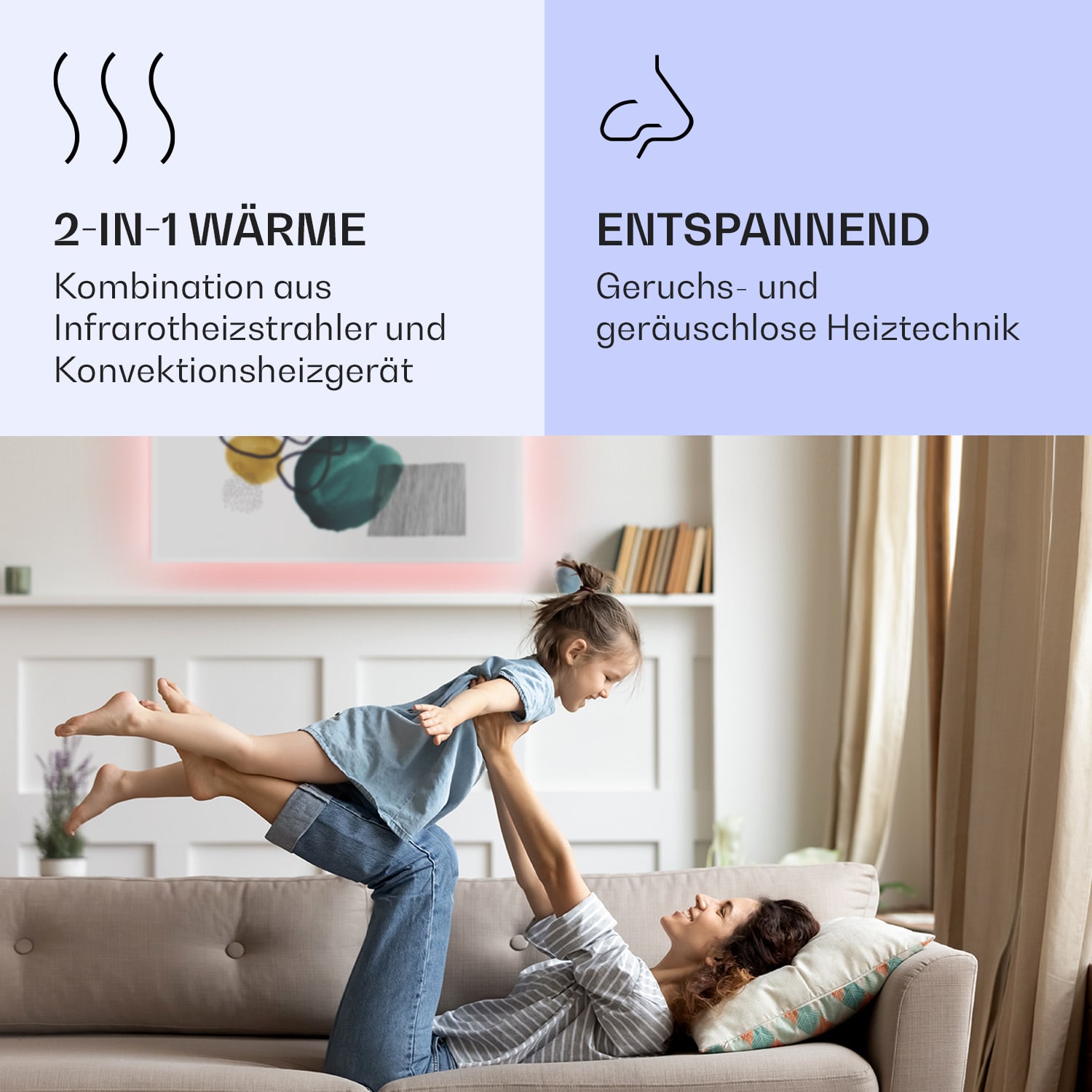 Mojave 1000 smart 2-in-1 Heizgerät Infrarot Konvektor 120x60cm 1000W RGB-Licht 1000 W (60 x 120 cm) | Mehrfarbig