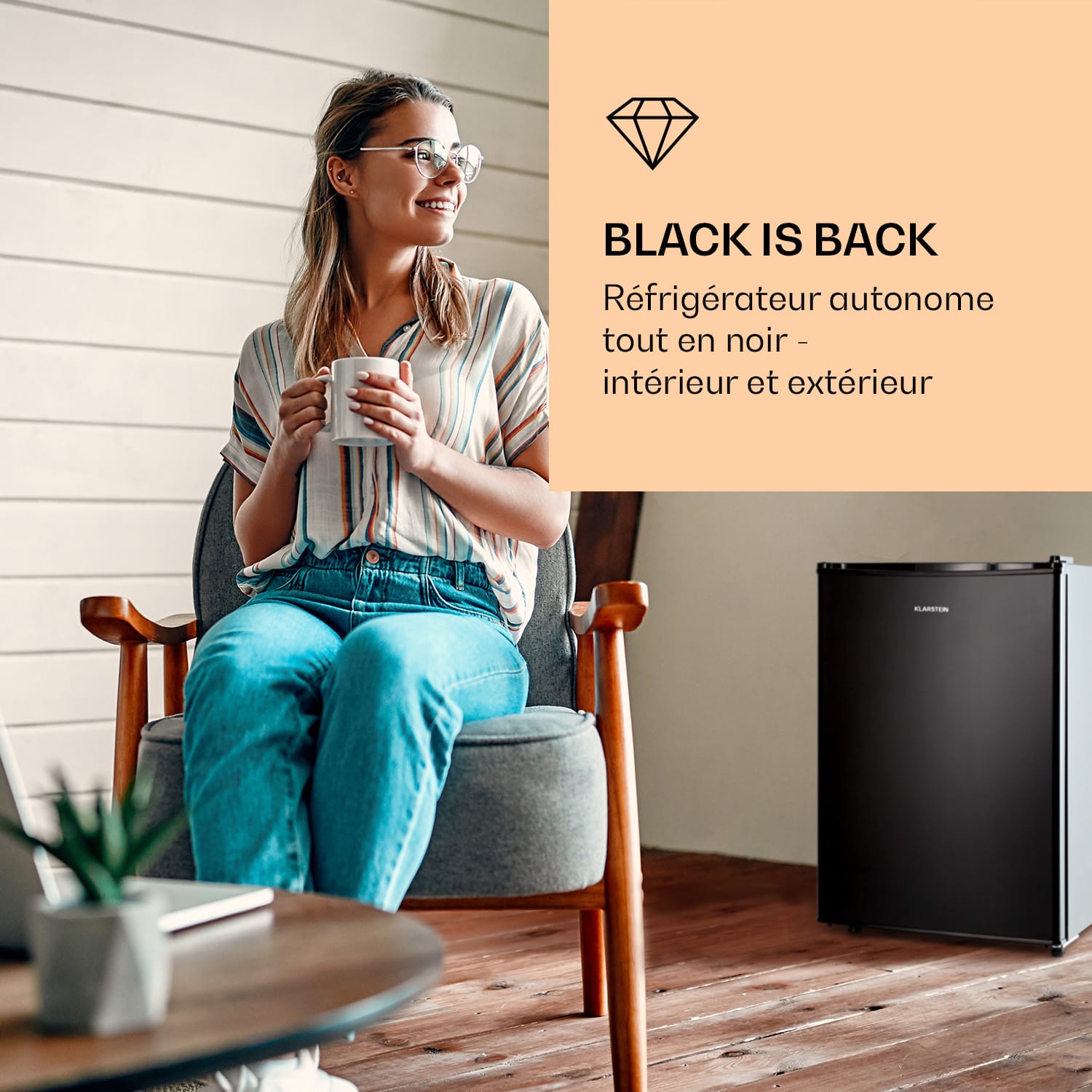 Obsidian Réfrigérateur 72 litres compartiment à glace noir 72 Ltr