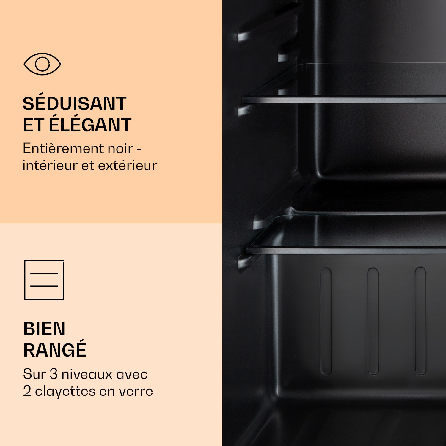 Obsidian Réfrigérateur 72 litres compartiment à glace noir 72 Ltr