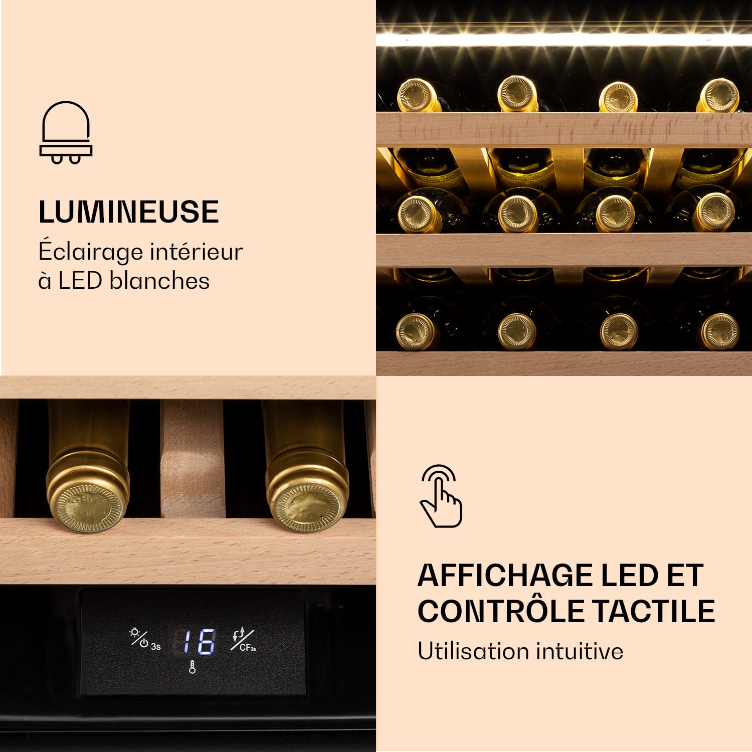 Vinsider 24 Cave à vin encastrable 1 zone 24 bouteilles Inox 24 bouteilles | 1 zone de conservation | Acier Inoxydable