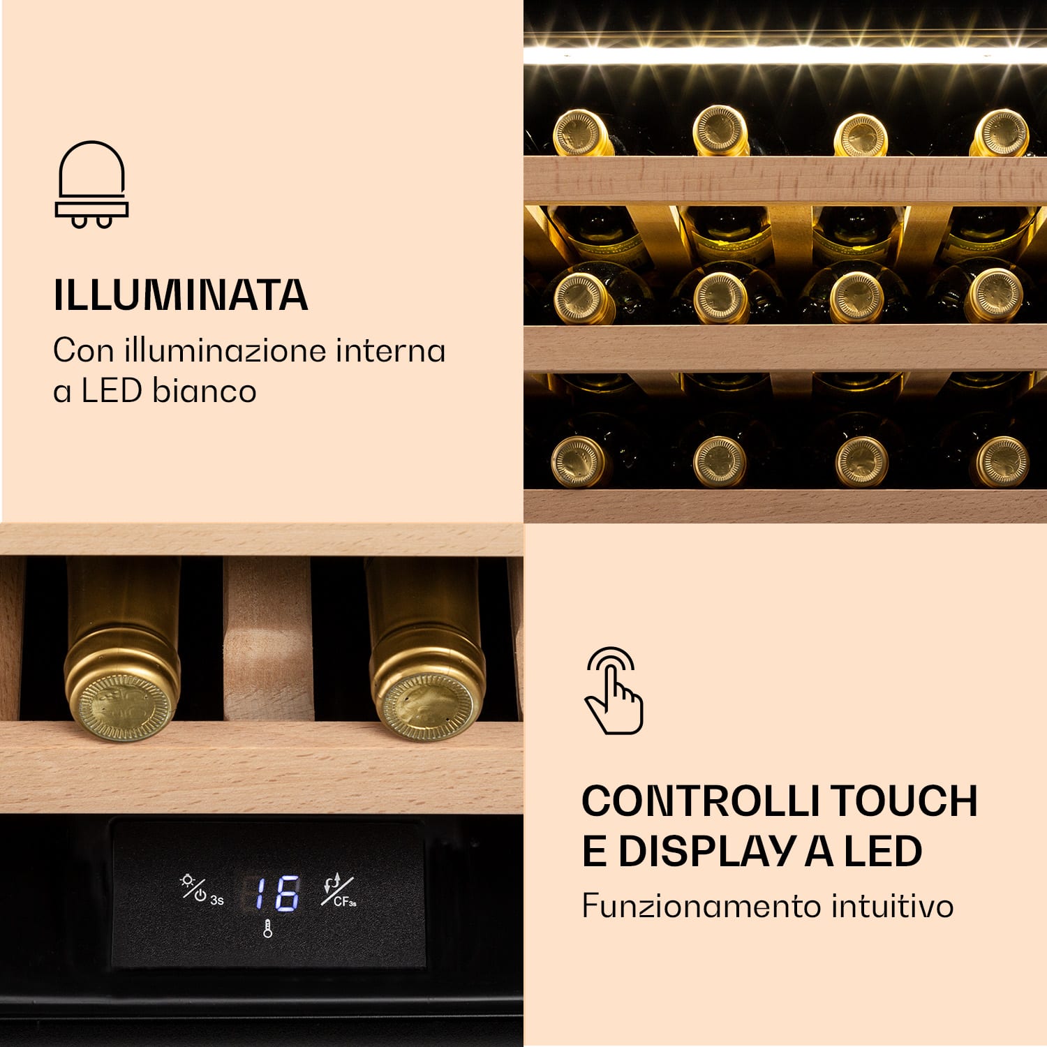 Frigorifero per vini Vinsider 24 Built-In Uno Da incasso Monozona 24 bottiglie Acciaio inox 24 bottiglie | 1 zona di raffreddamento | Acciaio inox