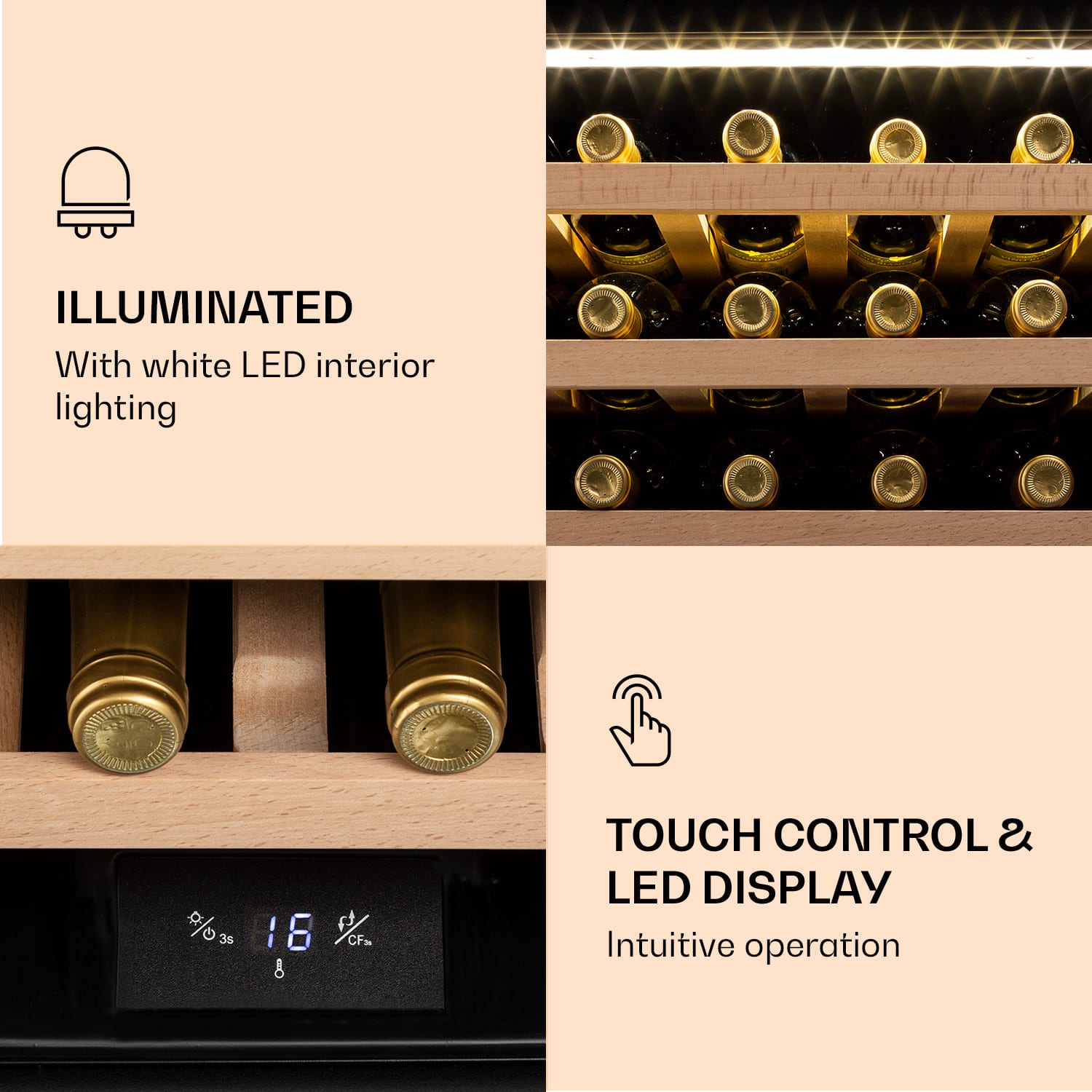 Vinsider 24 Built-In Uno, chłodziarka do wina do zabudowy, 1 strefa chłodzenia, 51 l, 24 butelki, stal nierdzewna 24 butelki | 1 strefa chłodzenia | Stal nierdzewna