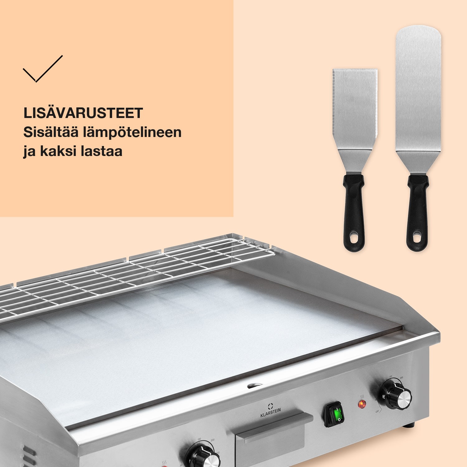 Grillmeile 4400 sähkögrilli Plancha 2x2200W grillilevy ruostumatonta terästä sileä grillaustaso | Hopea Metallinen