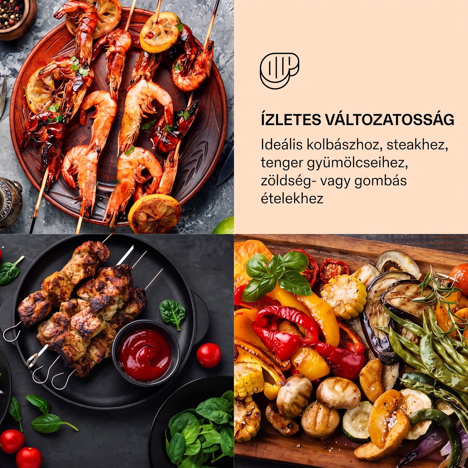 Grillmeile 4400, elektromos grill, 2 x 2200 W, rozsdamentes acél grill lap Sima grill-lemez | Ezüst metál