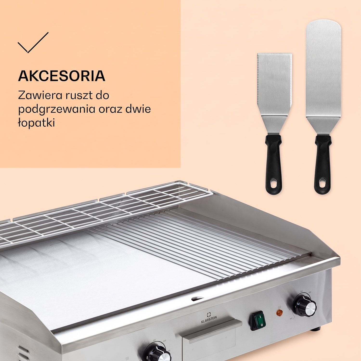 Grillmeile 4400, grill elektryczny Plancha, 2 x 2200 W, płyta grillowa, stal nierdzewna Gładka i rowkowana płyta grillowa | Srebrny Metal