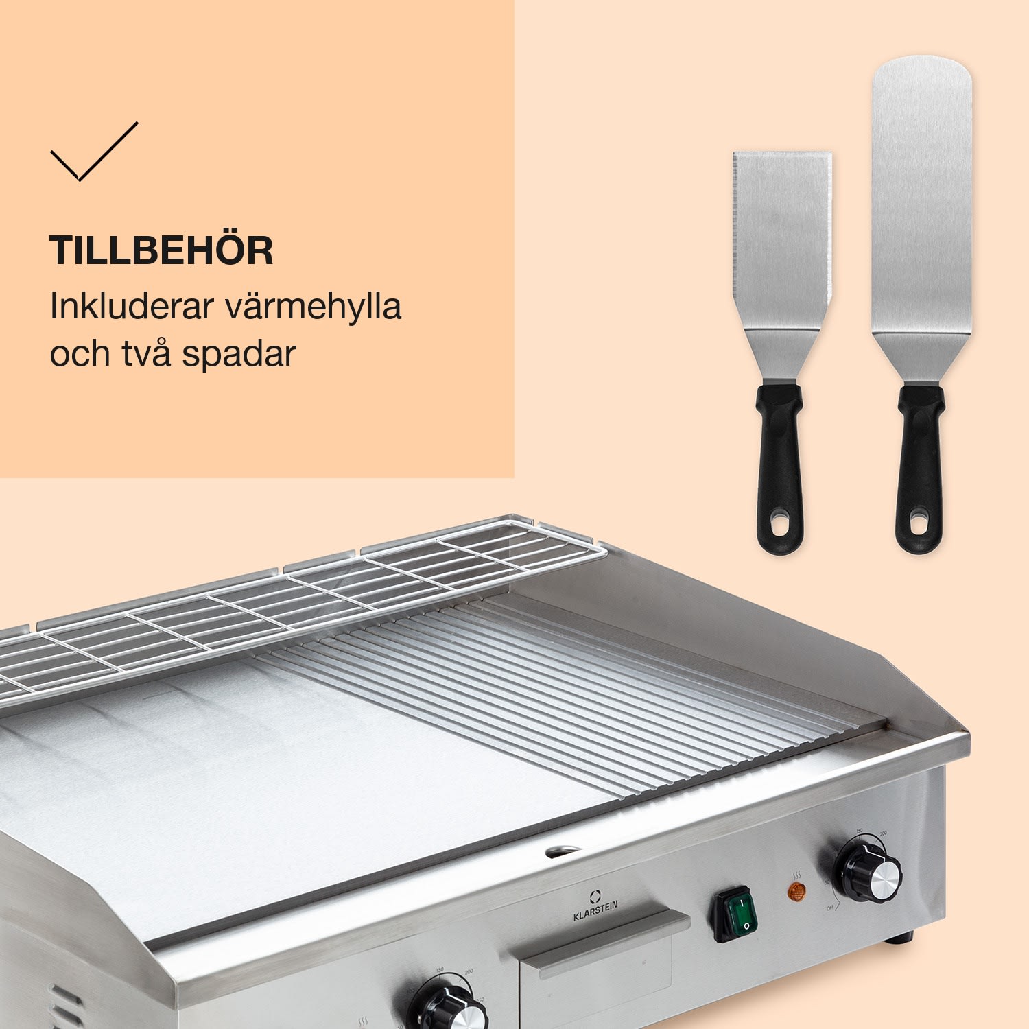 Grillmeile 4400 elgrill Plancha 2x2200W Grillplatta rostfritt stål slät och räfflad grillyta | Silver Metallic
