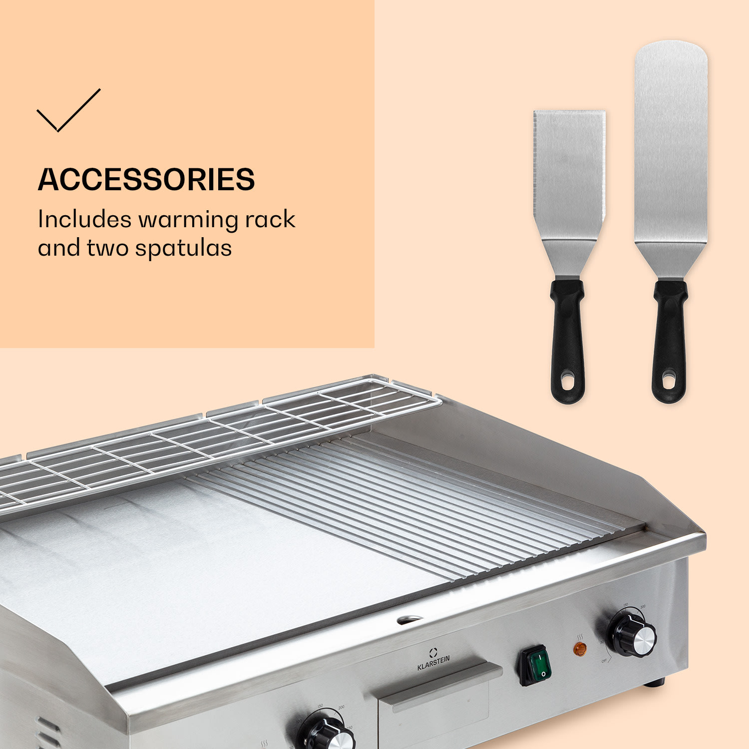 Grillmeile 4400 sähkögrilli Plancha 2x2200W grillilevy ruostumatonta terästä sileä ja uritettu grillaustaso | Hopea Metallinen