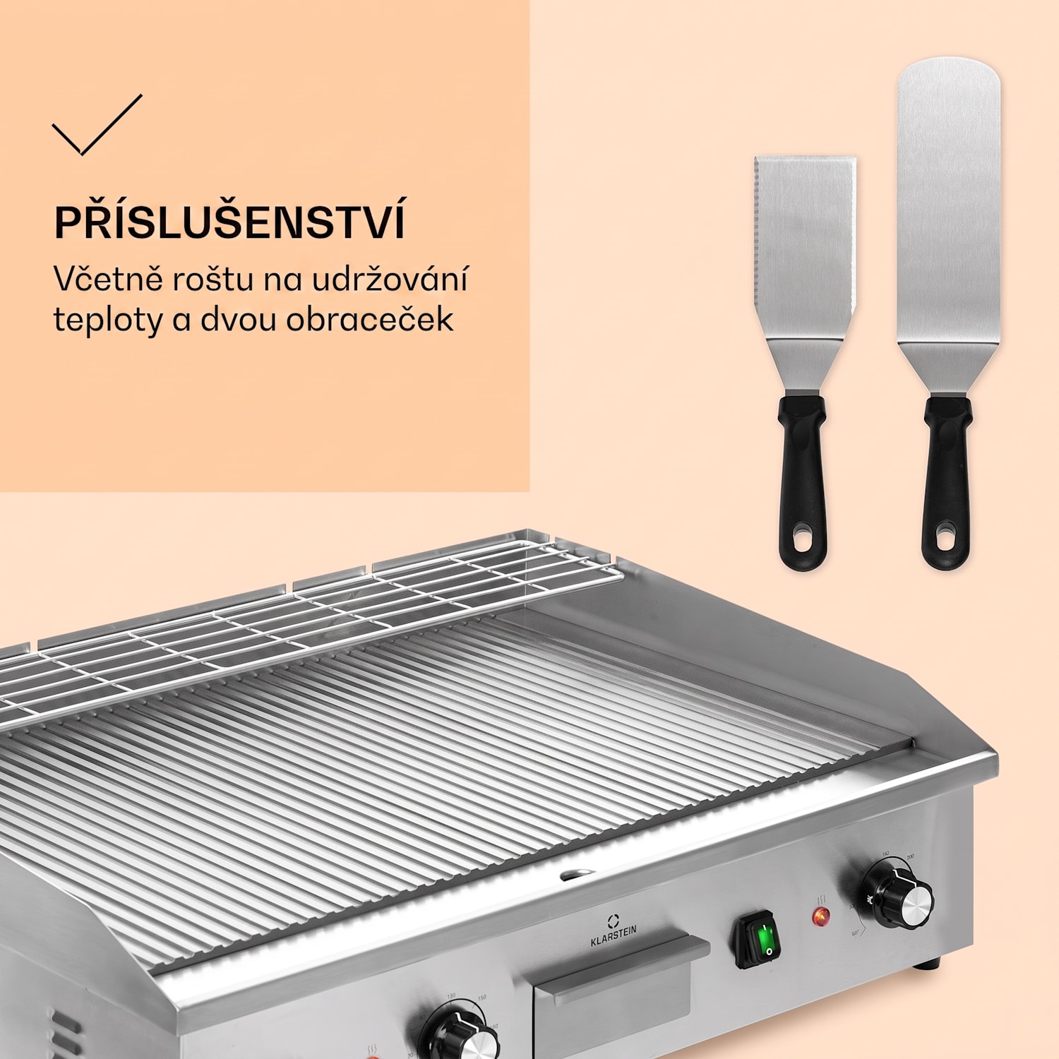 Grillmeile 4400, elektrický gril, Plancha, 2 x 2200W, grilovací deska z nerezové oceli Drážkovaná grilovací deska | Stříbrná metalíza
