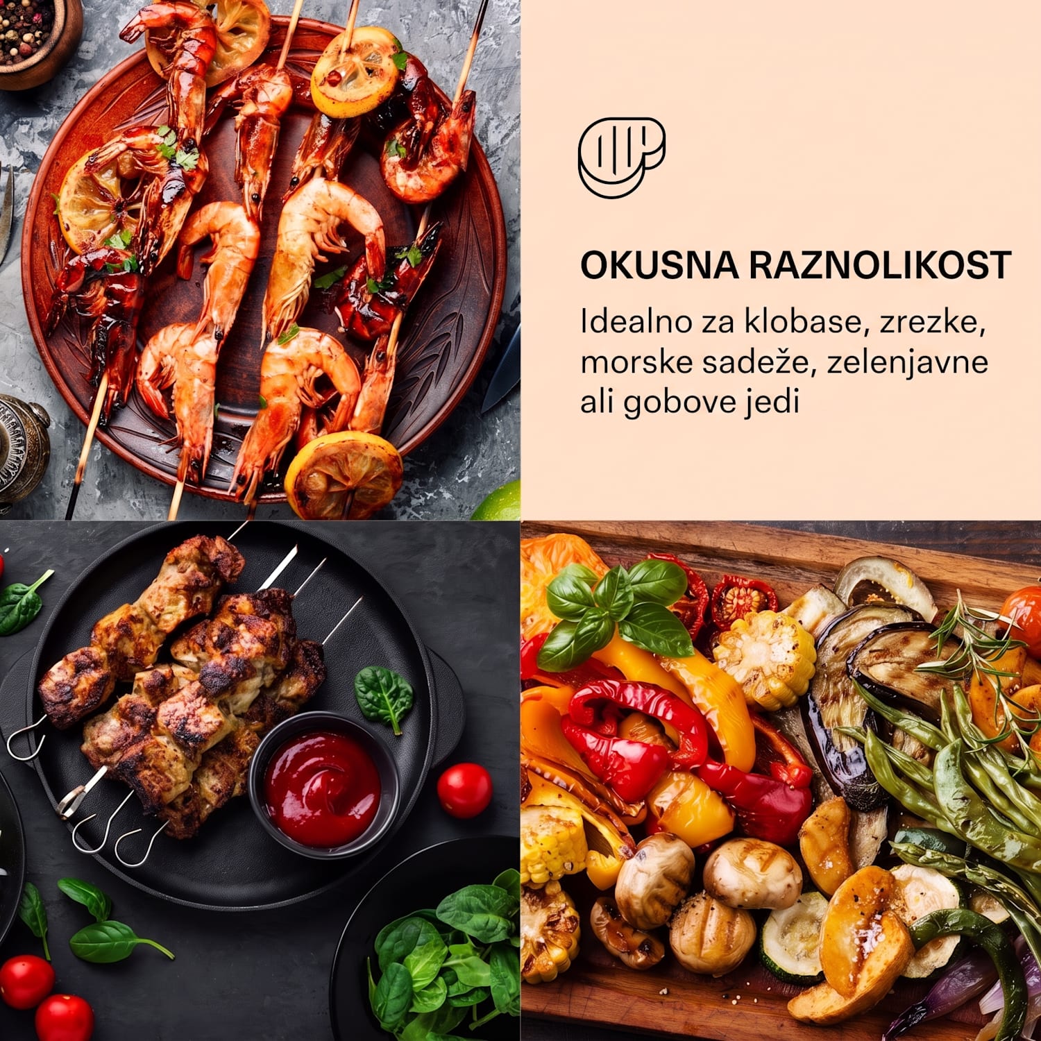 Grillmeile 4400, električni žar, Plancha, 2 x 2200 W, žar plošča iz nerjavečega jekla Žar deska z rebrasto površino | Srebrna kovinska barva