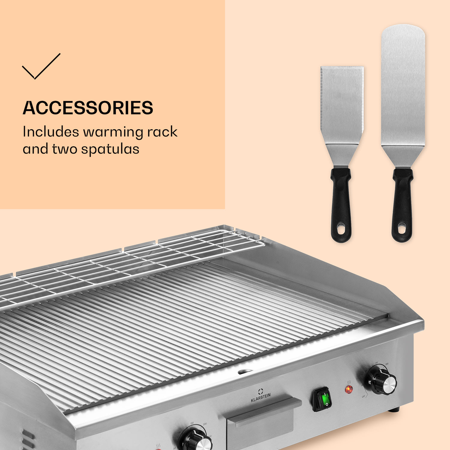 Grill Mile 4400 Electric Grill Plancha 2 x 2200 W Grill Plate Stainless Steel Ribbed grill surface | Silver Metallic