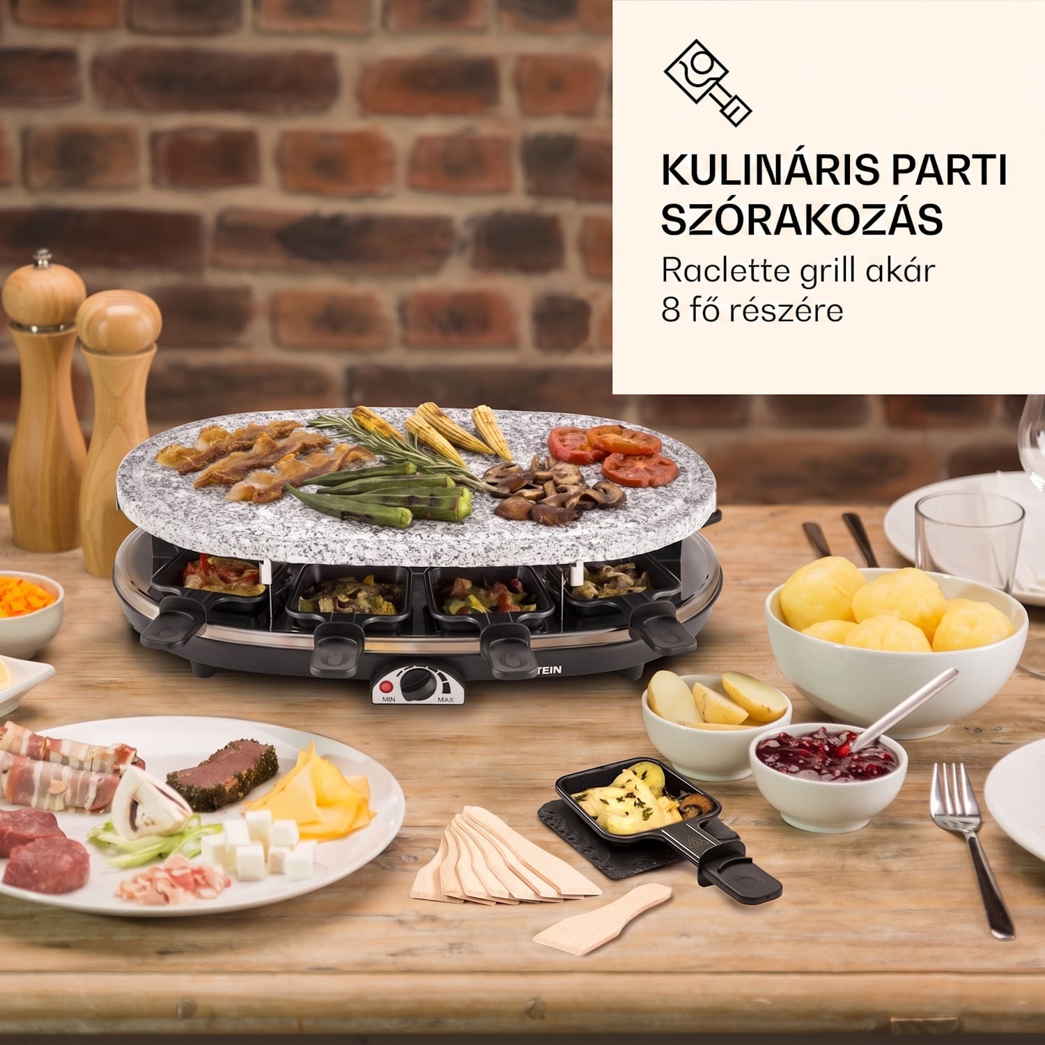 All-U-Can Grill, 4 az 1-ben raclette grill, 1500 W, 8 személyre, kiegészítő 