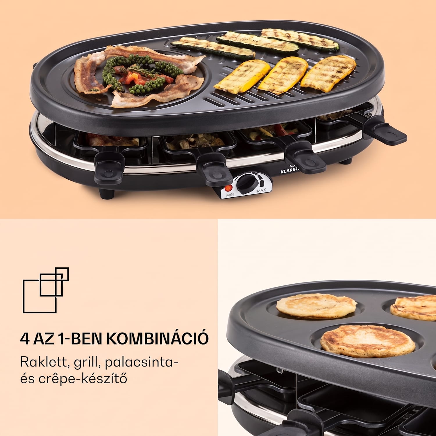 All-U-Can Grill, 4 az 1-ben raclette grill, 1500 W, 8 személyre, kiegészítő 