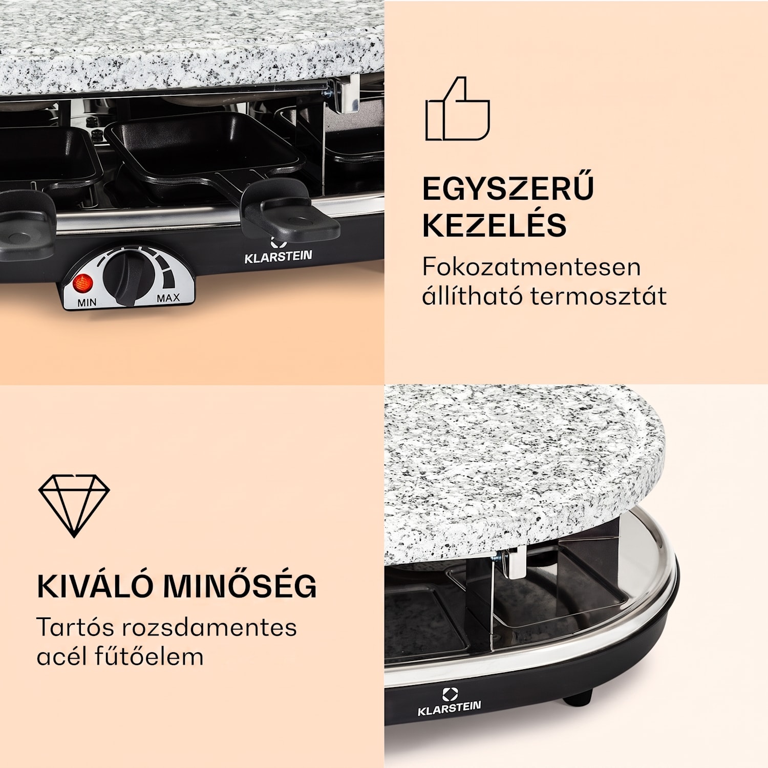 All-U-Can Grill, 4 az 1-ben raclette grill, 1500 W, 8 személyre, kiegészítő 